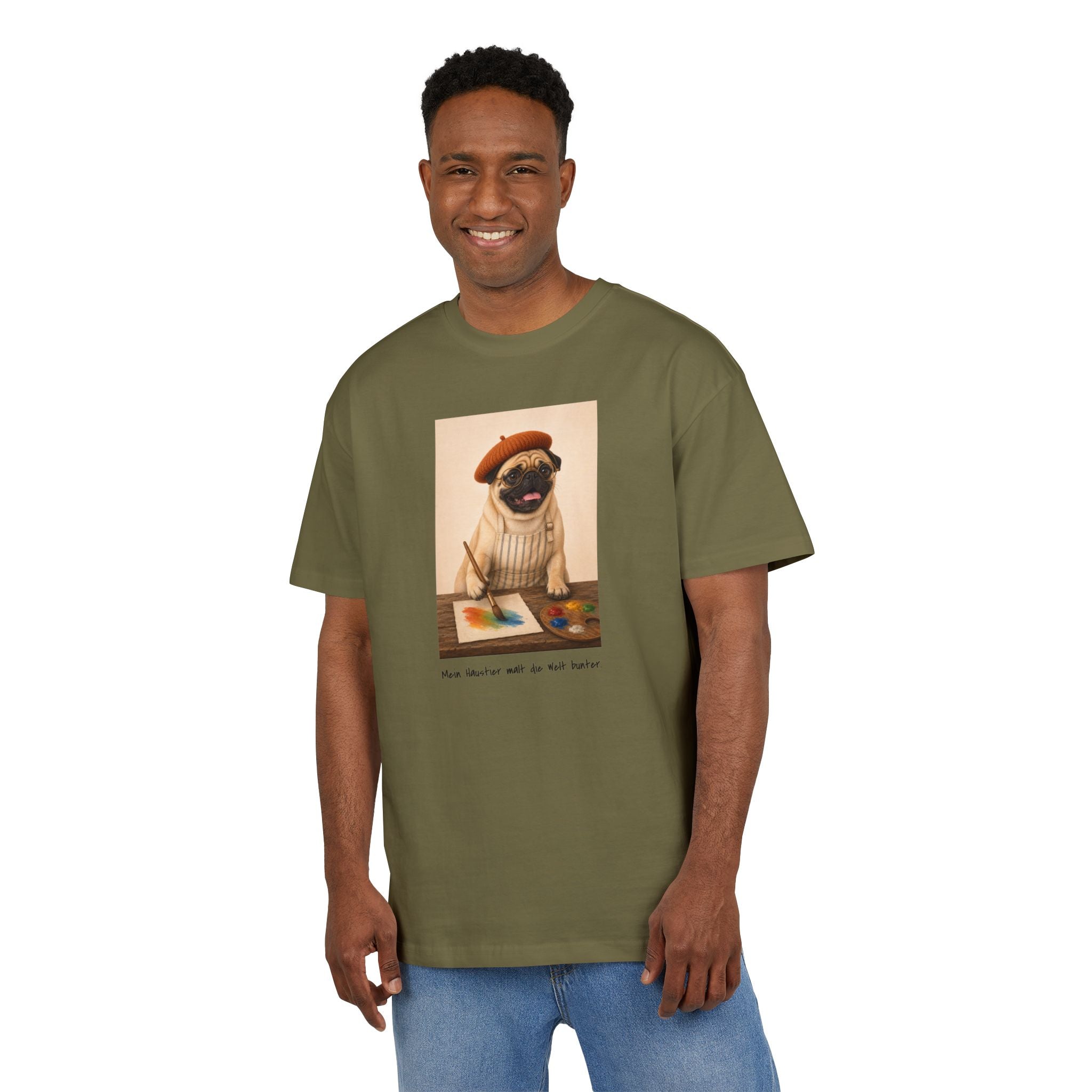 Personalisiertes Oversized Unisex T-Shirt mit Haustier – The Artist