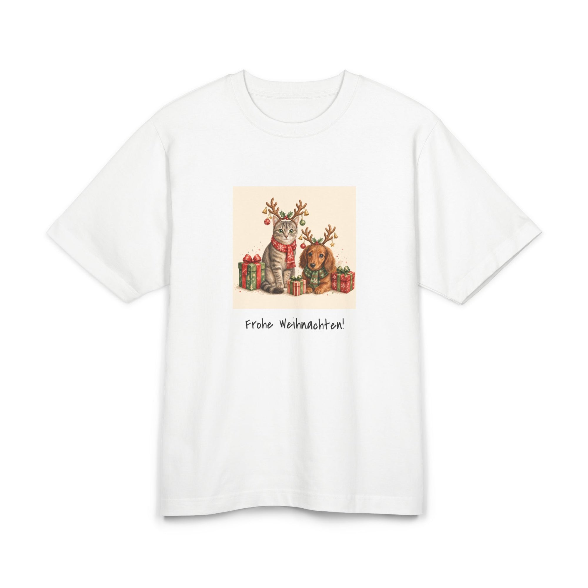 Personalisiertes Premium Unisex T-Shirt mit Haustier – Frohe Weihnachten