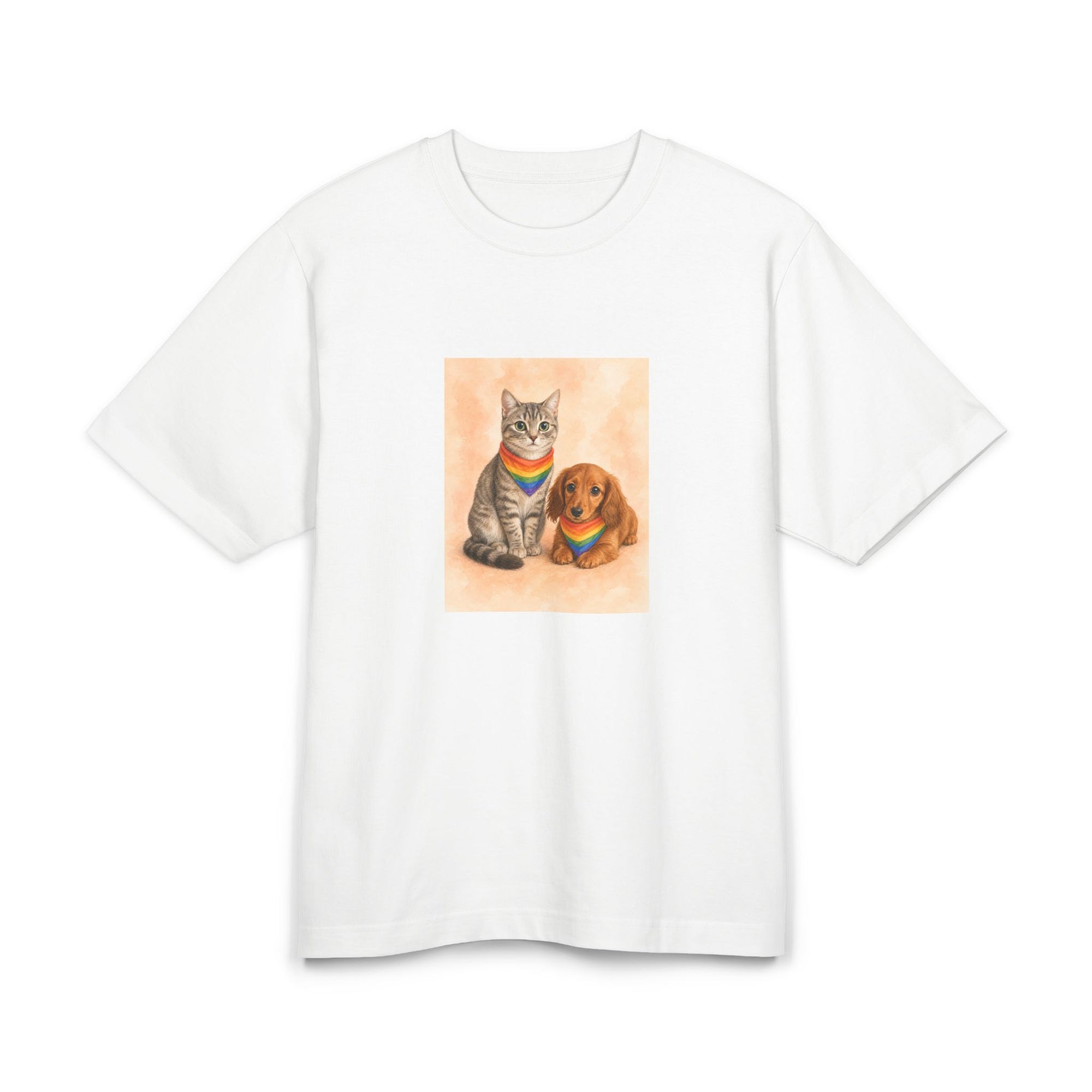 Personalisiertes Premium Unisex T-Shirt mit Haustier – Regenbogen