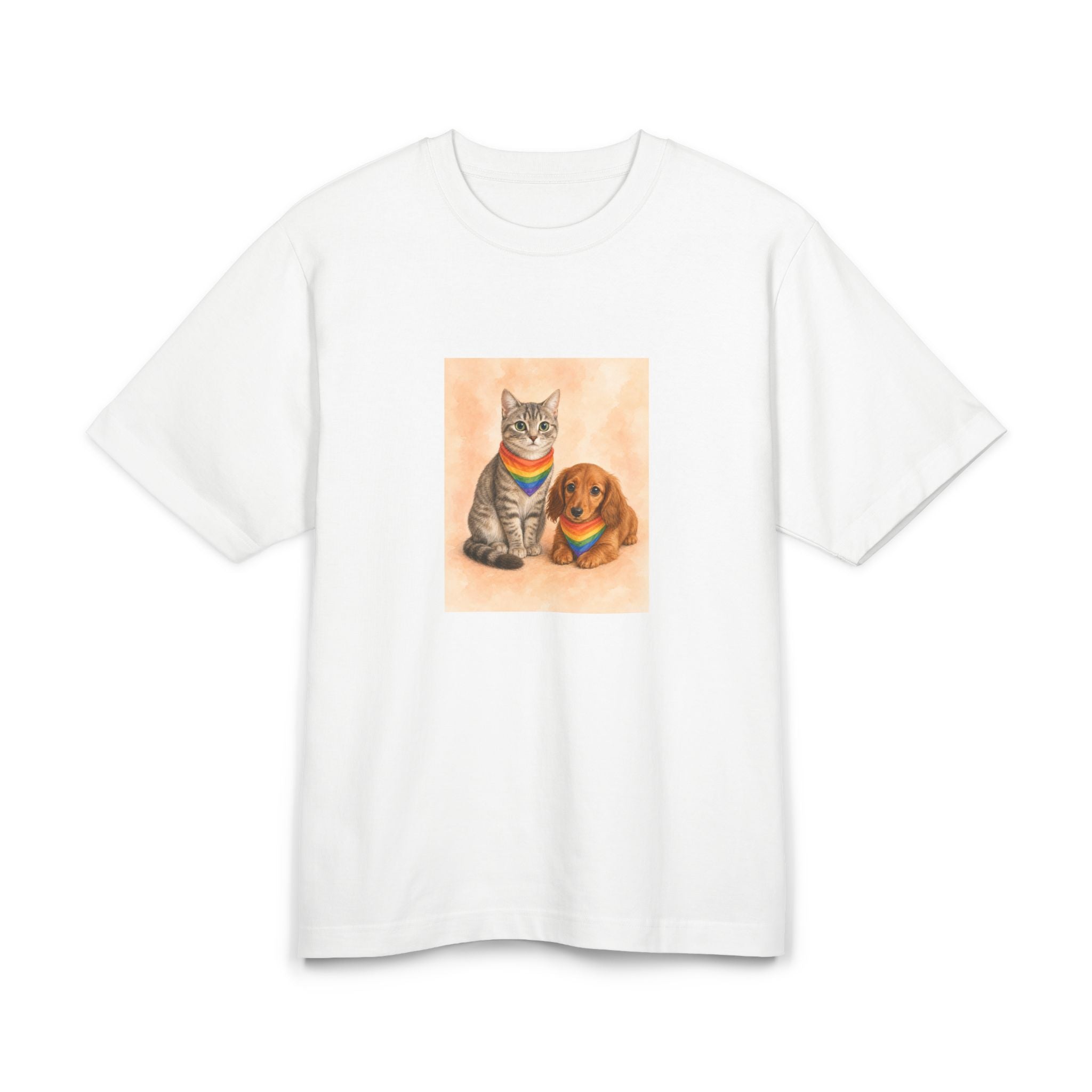 Personalisiertes Premium Unisex T-Shirt mit Haustier – Regenbogen
