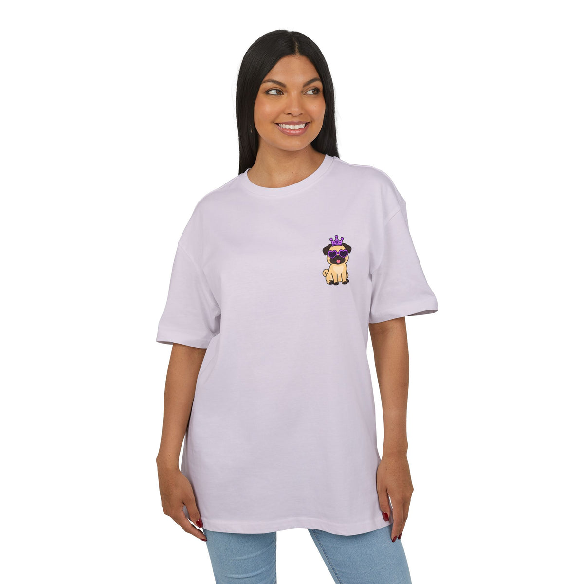 Personalisiertes Oversized Unisex T-Shirt mit Haustier –  Purple Queen