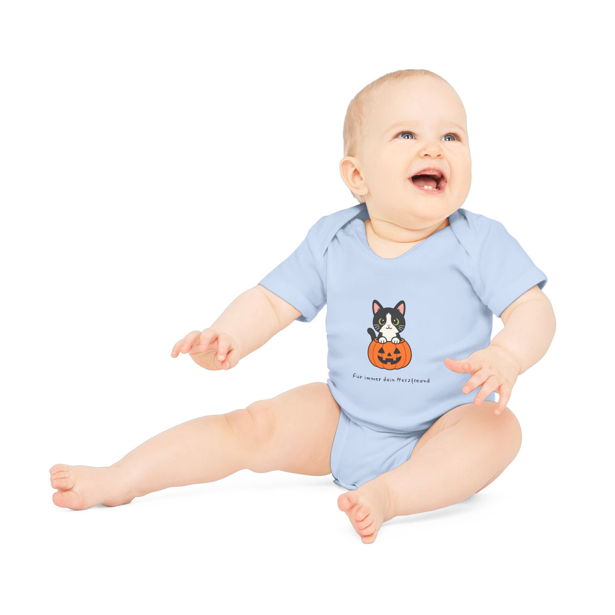 Personalisierter Baby-Body kurzarm Bio Baumwolle – Halloween Pet