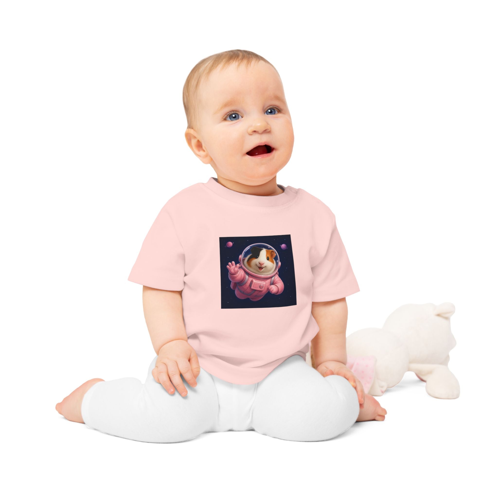 Personalisiertes Baby T-Shirt mit Haustier – Astronaut