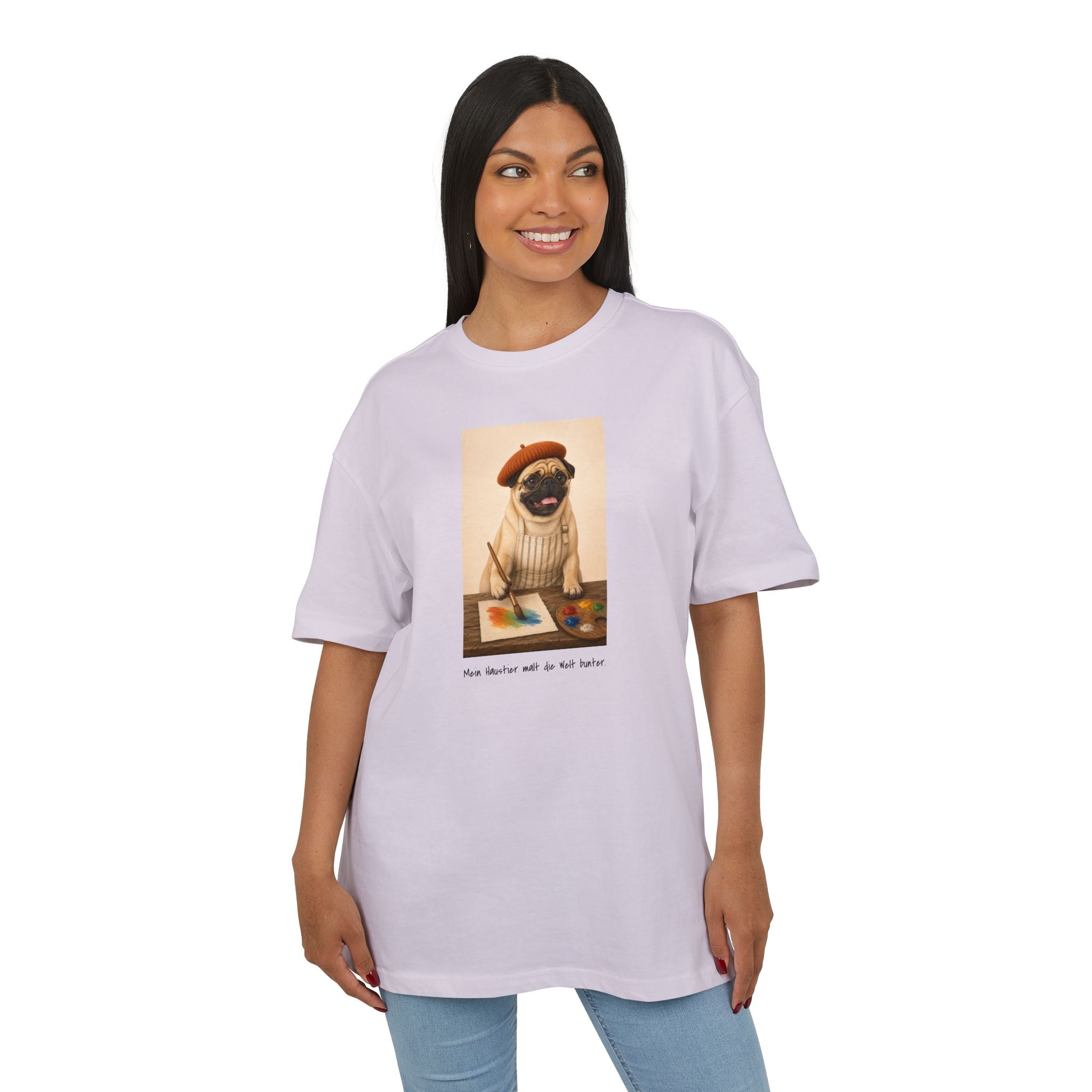 Personalisiertes Oversized Unisex T-Shirt mit Haustier – The Artist