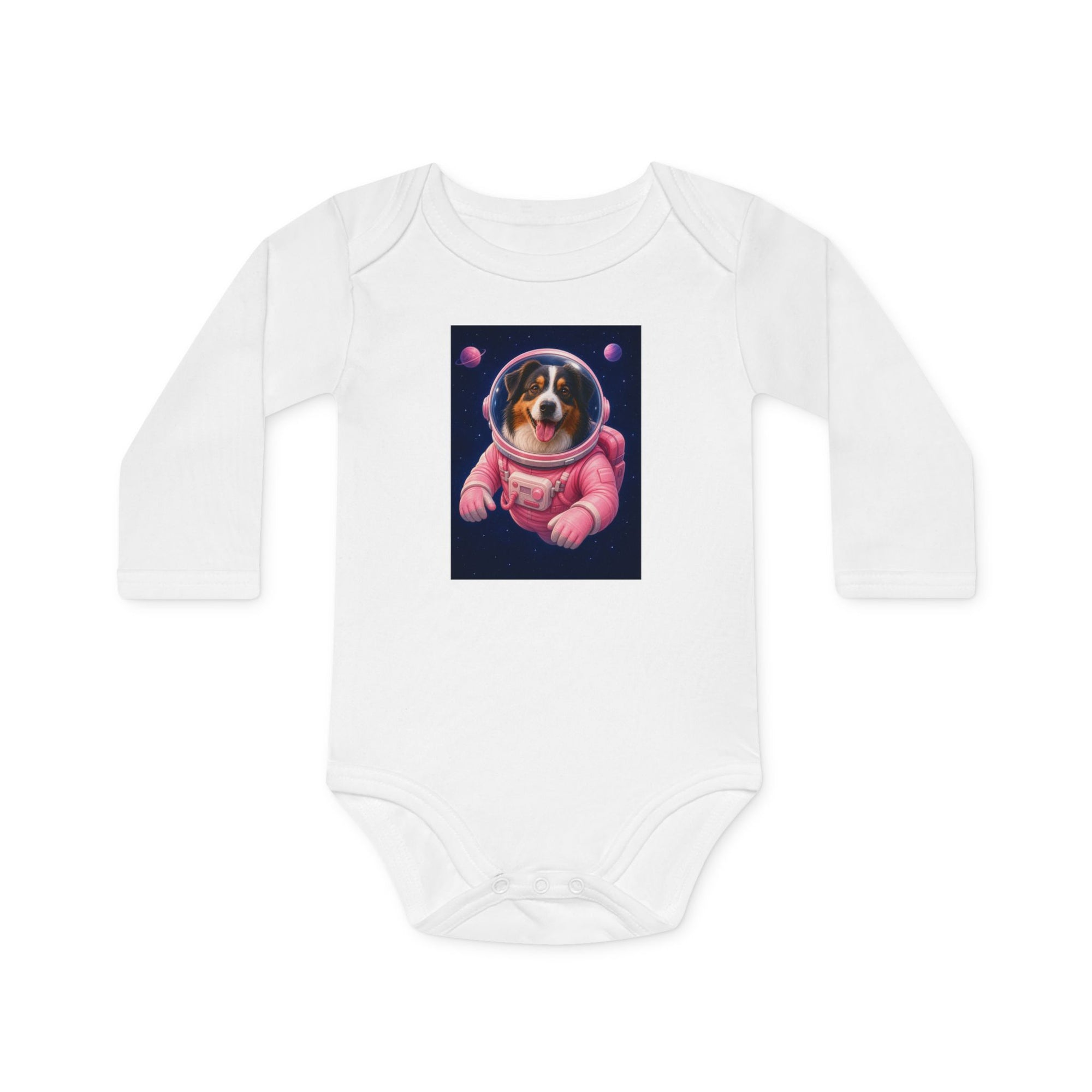 Personalisierter Baby-Body langarm Bio Baumwolle – Astronaut