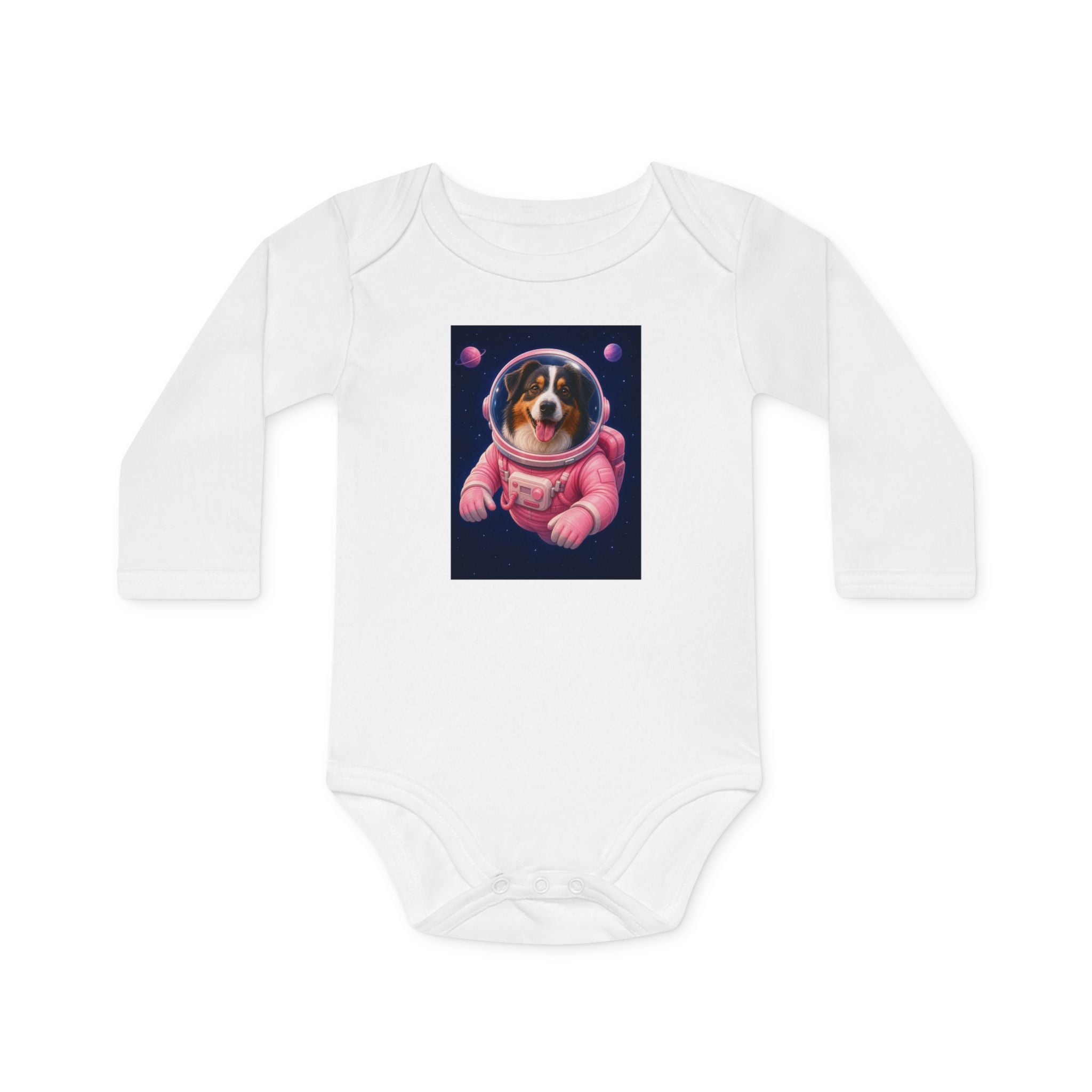 Personalisierter Baby-Body langarm Bio Baumwolle – Astronaut