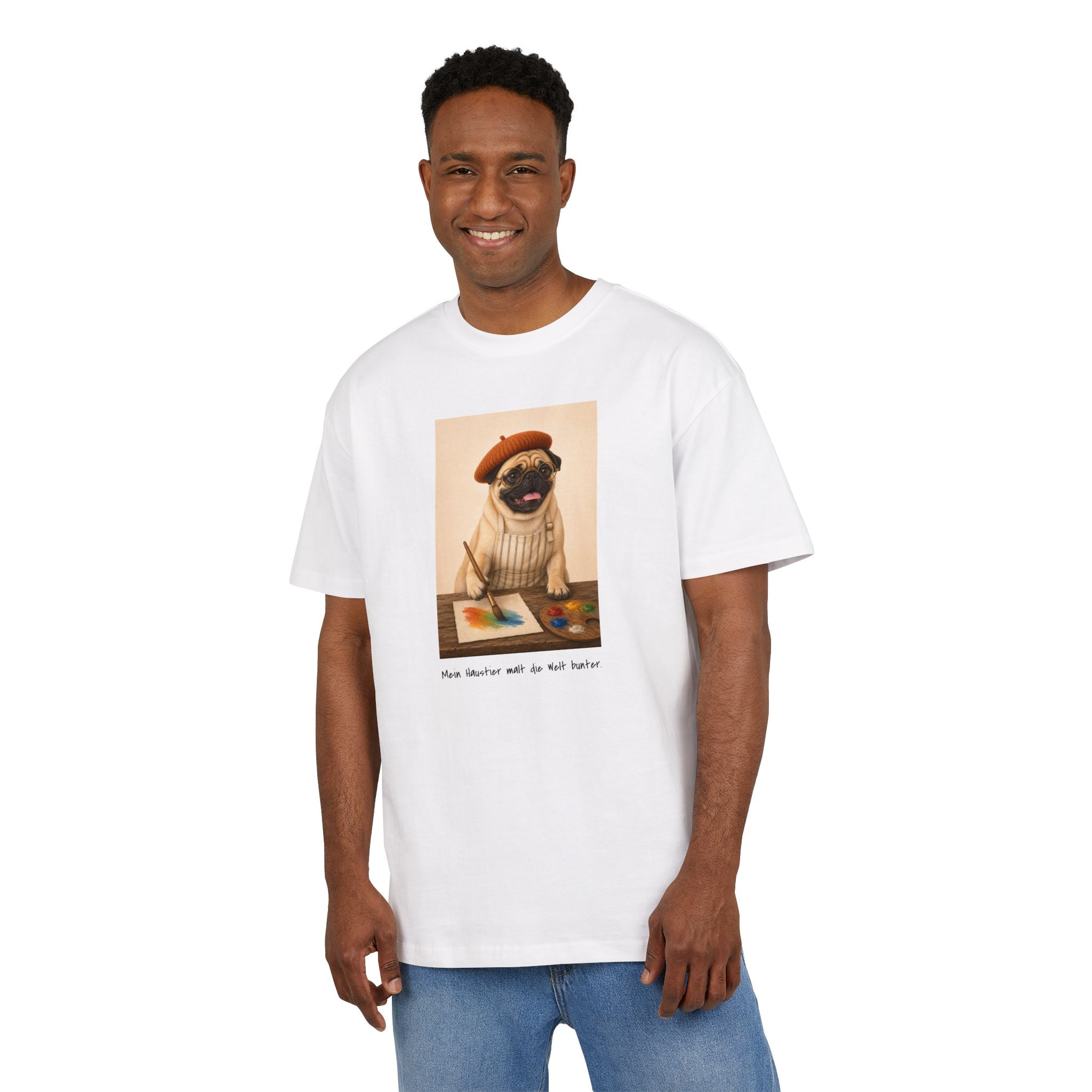 Personalisiertes Oversized Unisex T-Shirt mit Haustier – The Artist