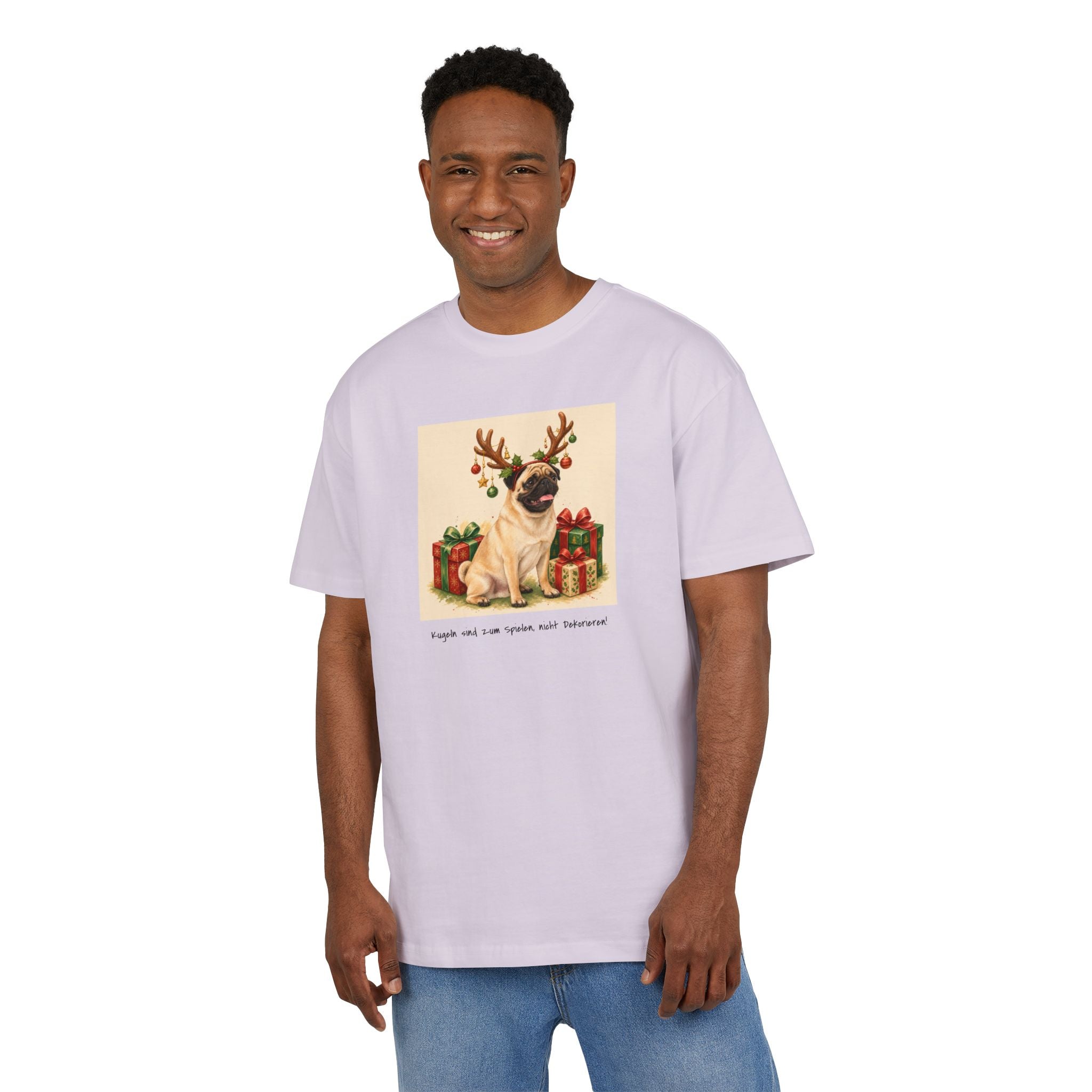 Personalisiertes Oversized Unisex T-Shirt mit Haustier – Frohe Weihnachten