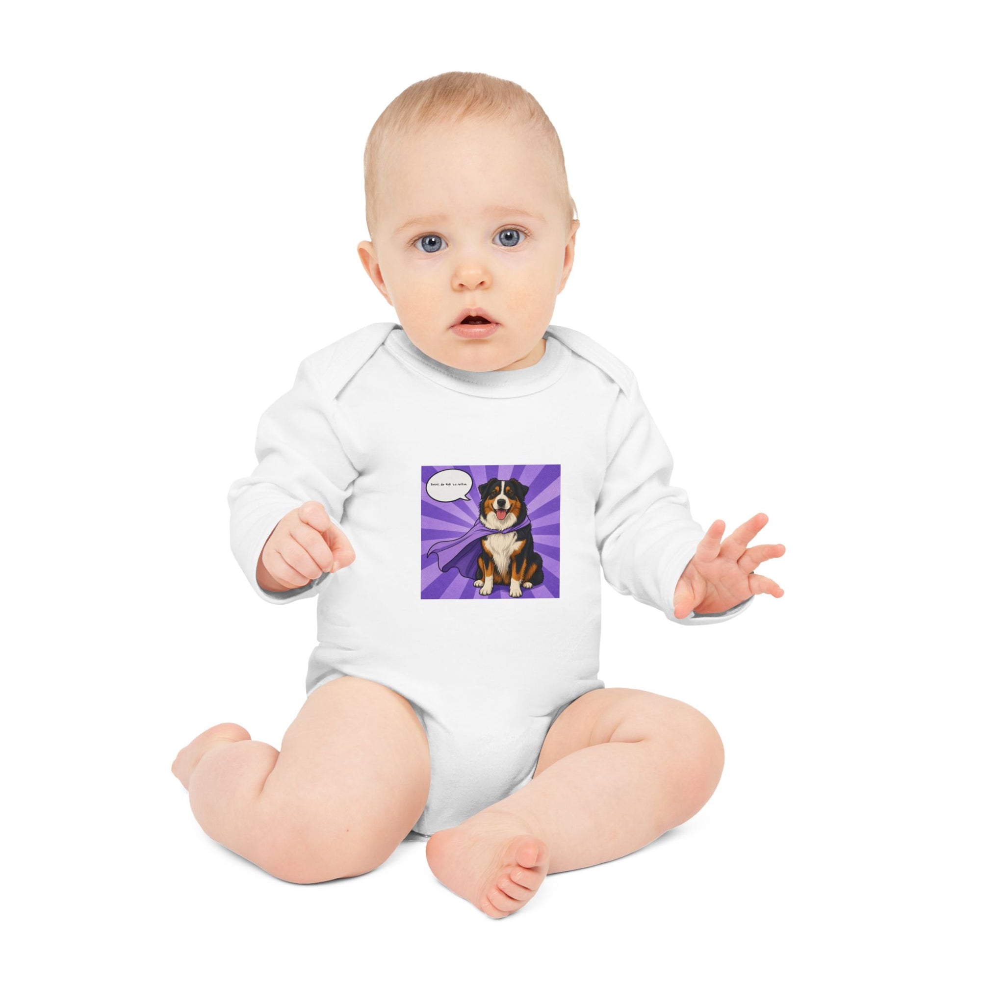 Personalisierter Baby-Body langarm Bio Baumwolle – Hero