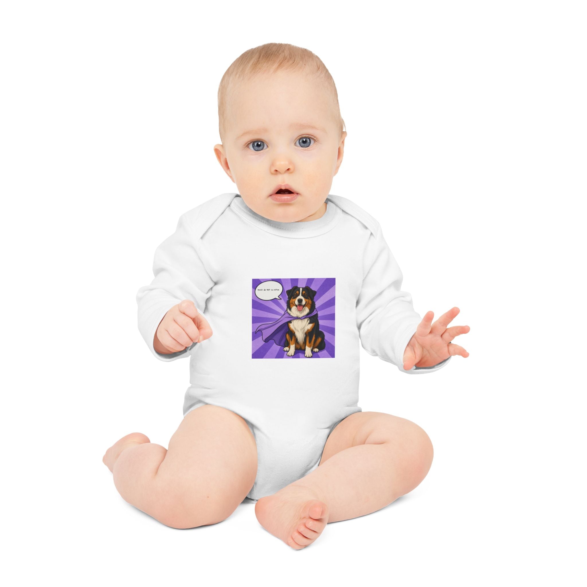 Personalisierter Baby-Body langarm Bio Baumwolle – Hero