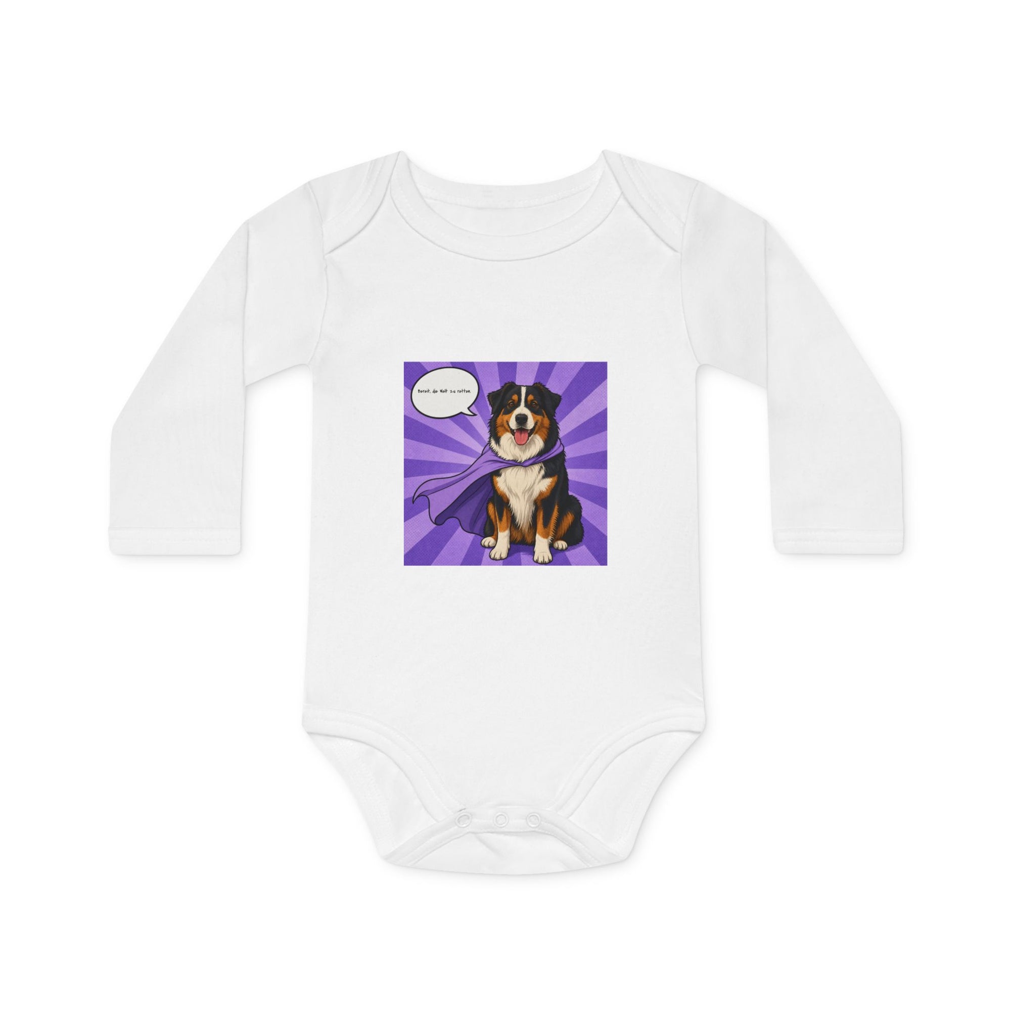 Personalisierter Baby-Body langarm Bio Baumwolle – Hero