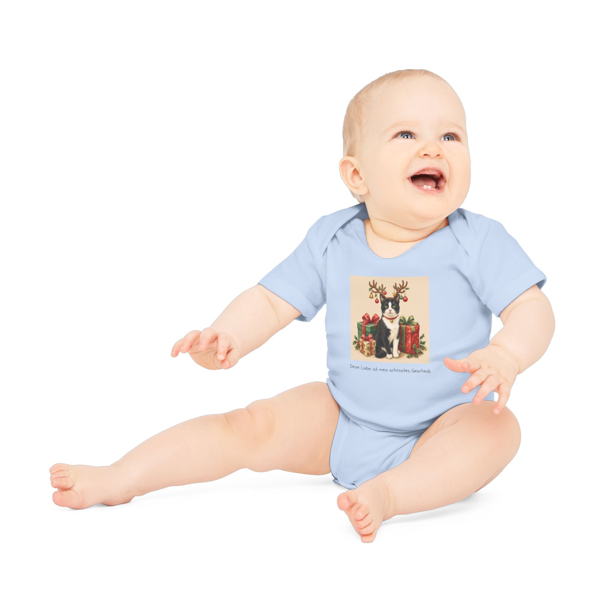 Personalisierter Baby-Body kurzarm Bio Baumwolle – Frohe Weihnachten