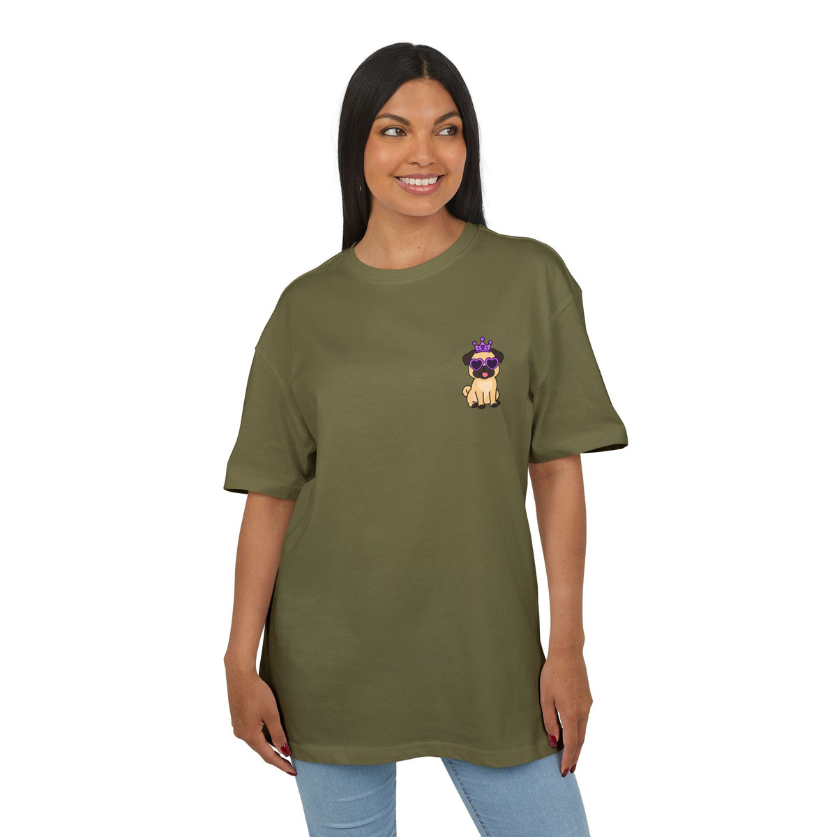 Personalisiertes Oversized Unisex T-Shirt mit Haustier –  Purple Queen