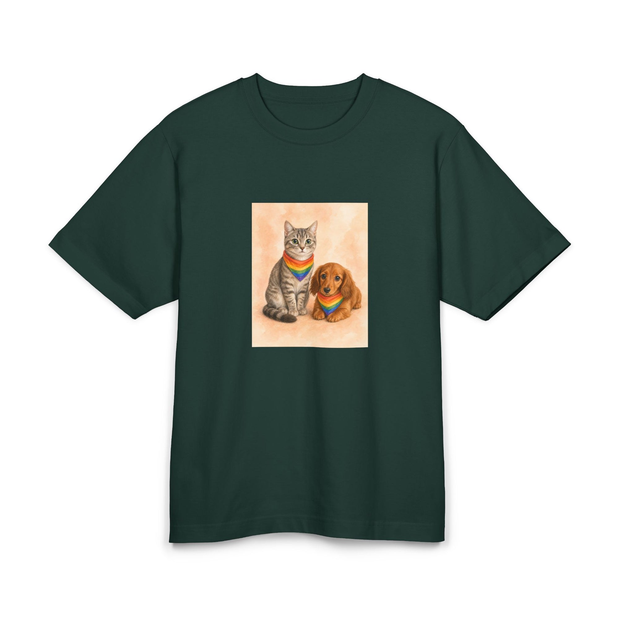 Personalisiertes Premium Unisex T-Shirt mit Haustier – Regenbogen