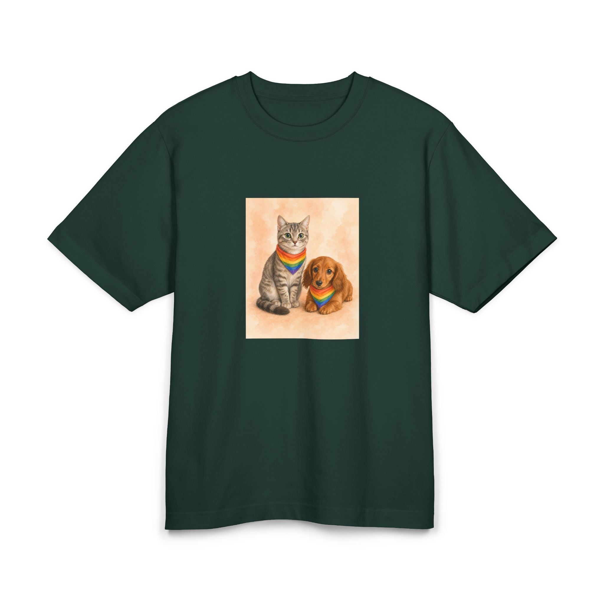 Personalisiertes Premium Unisex T-Shirt mit Haustier – Regenbogen