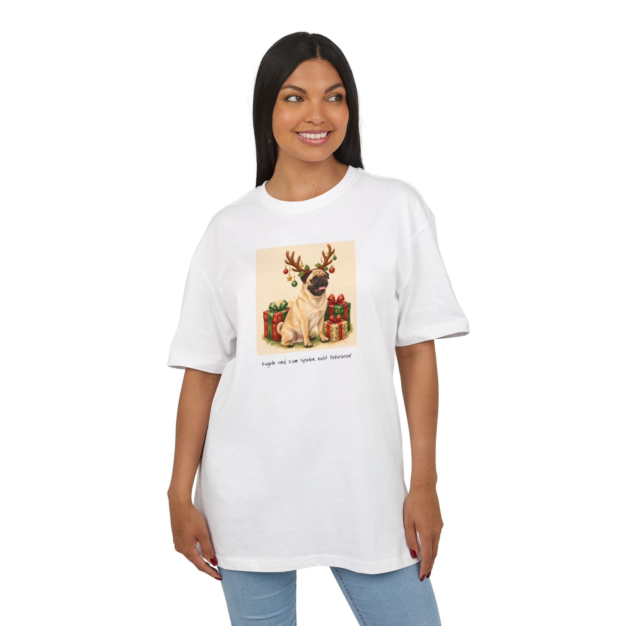 Personalisiertes Oversized Unisex T-Shirt mit Haustier – Frohe Weihnachten