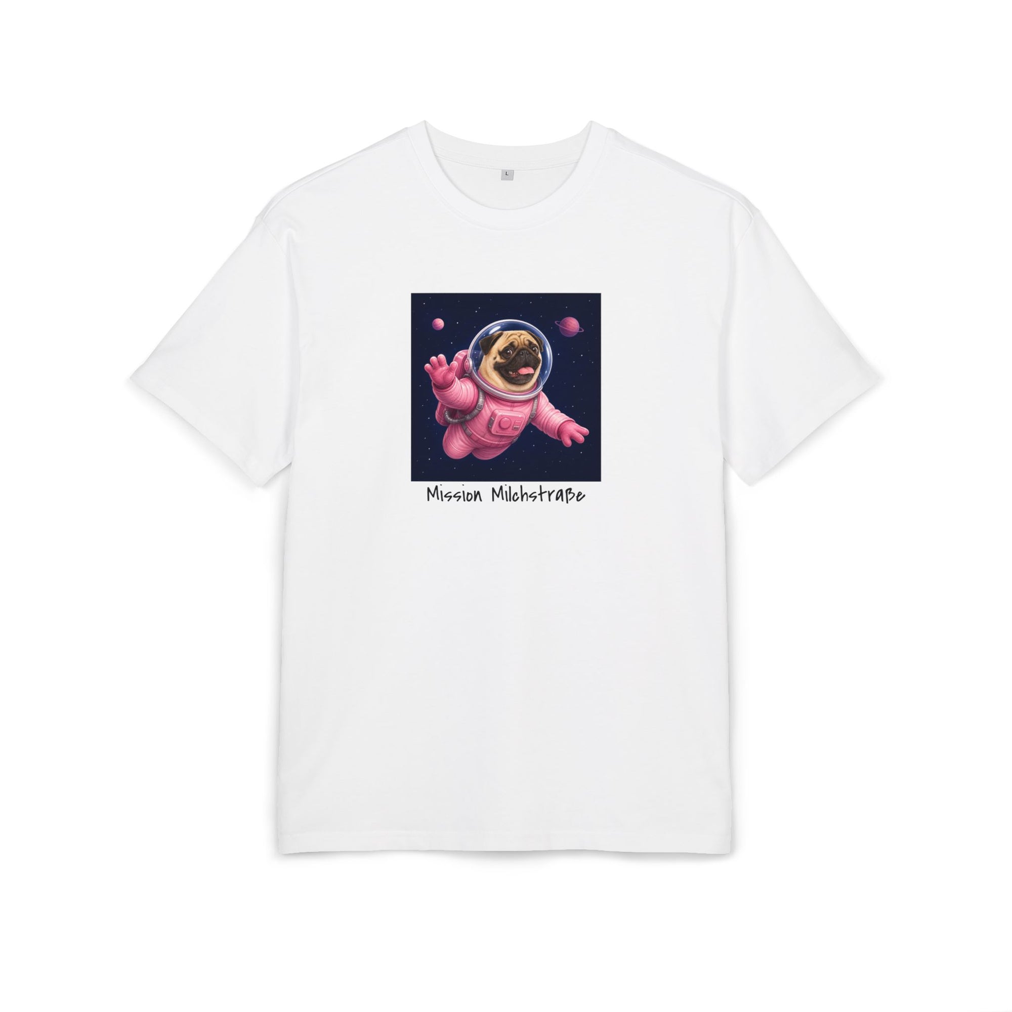 Personalisiertes Oversized Unisex T-Shirt mit Haustier – Astronaut
