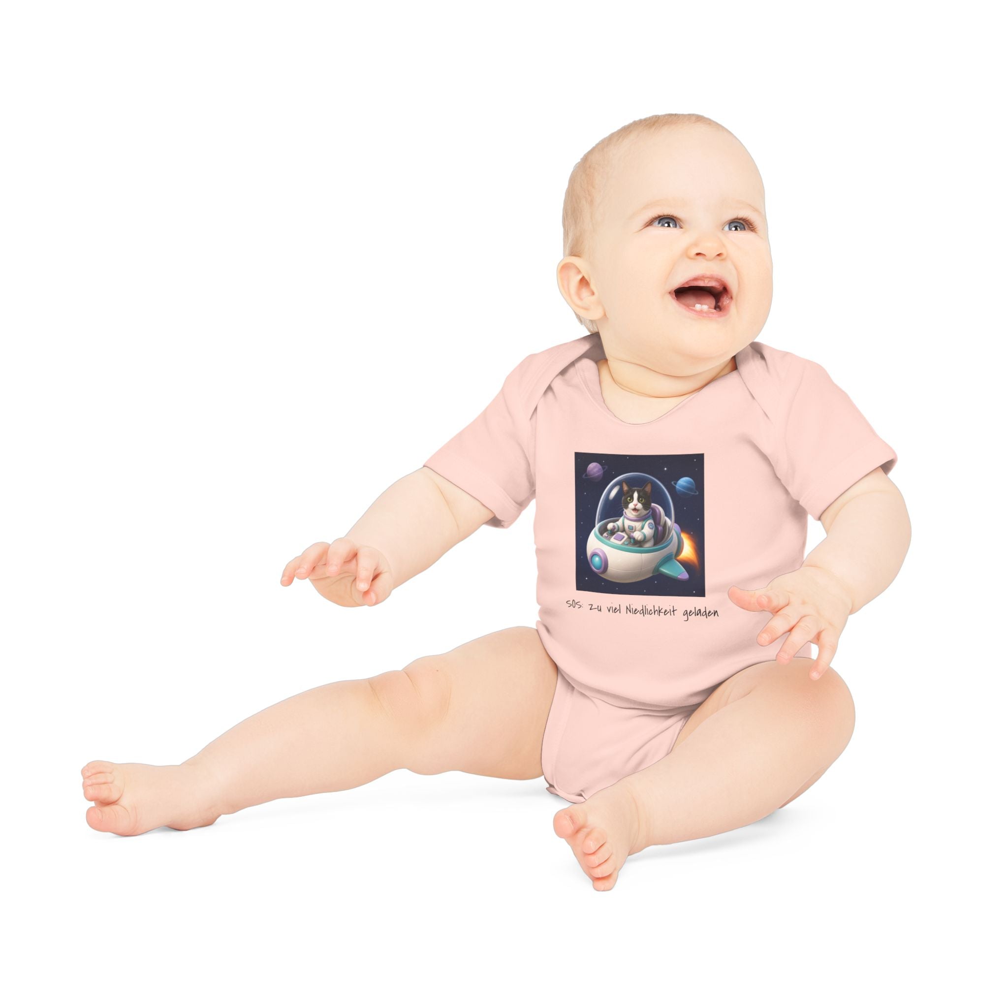 Personalisierter Baby-Body kurzarm Bio Baumwolle – Spaceship