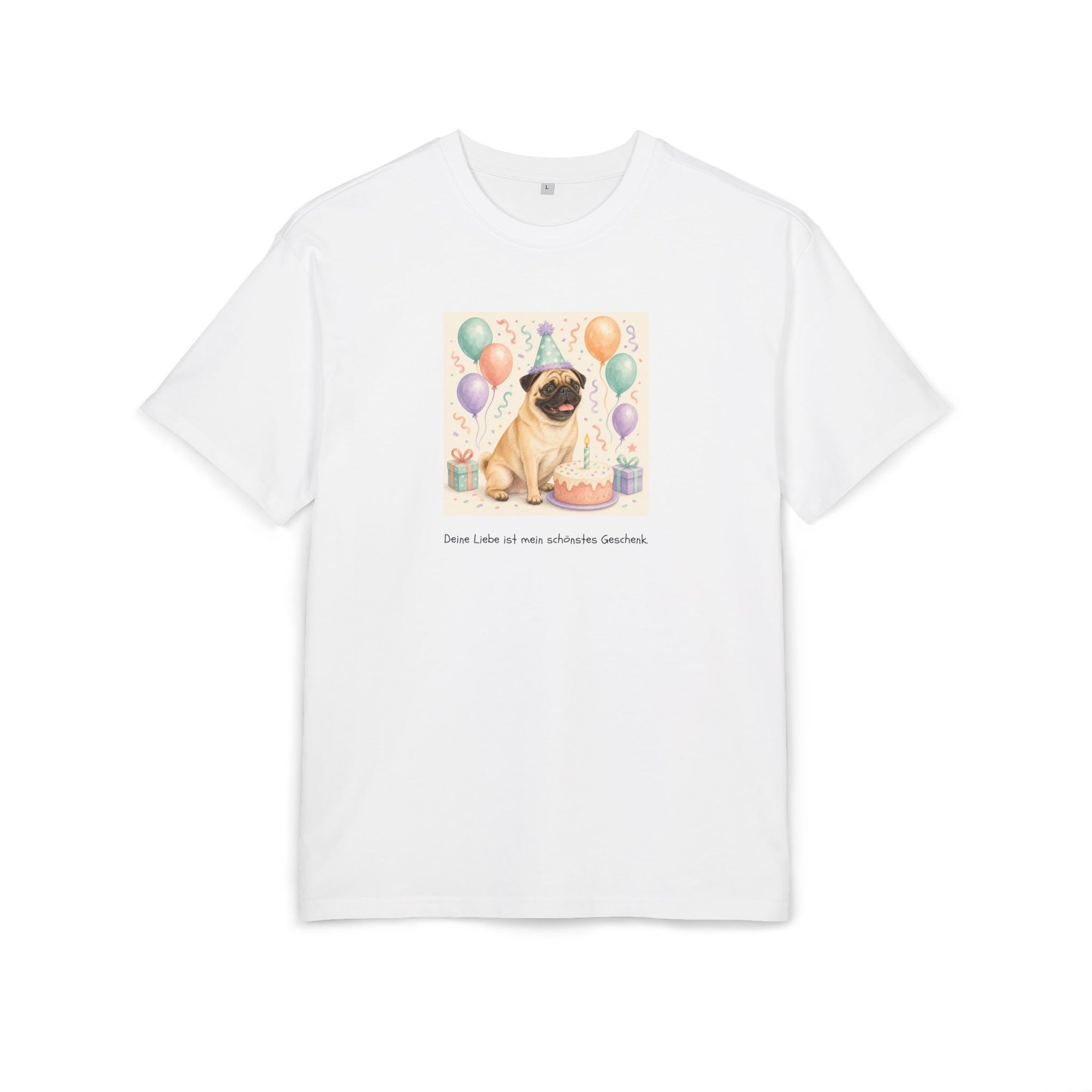 Personalisiertes Oversized Unisex T-Shirt mit Haustier – Birthday Time