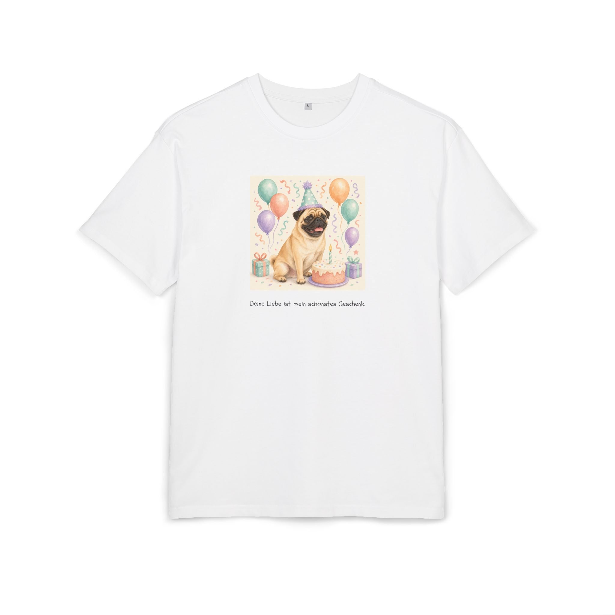 Personalisiertes Oversized Unisex T-Shirt mit Haustier – Birthday Time