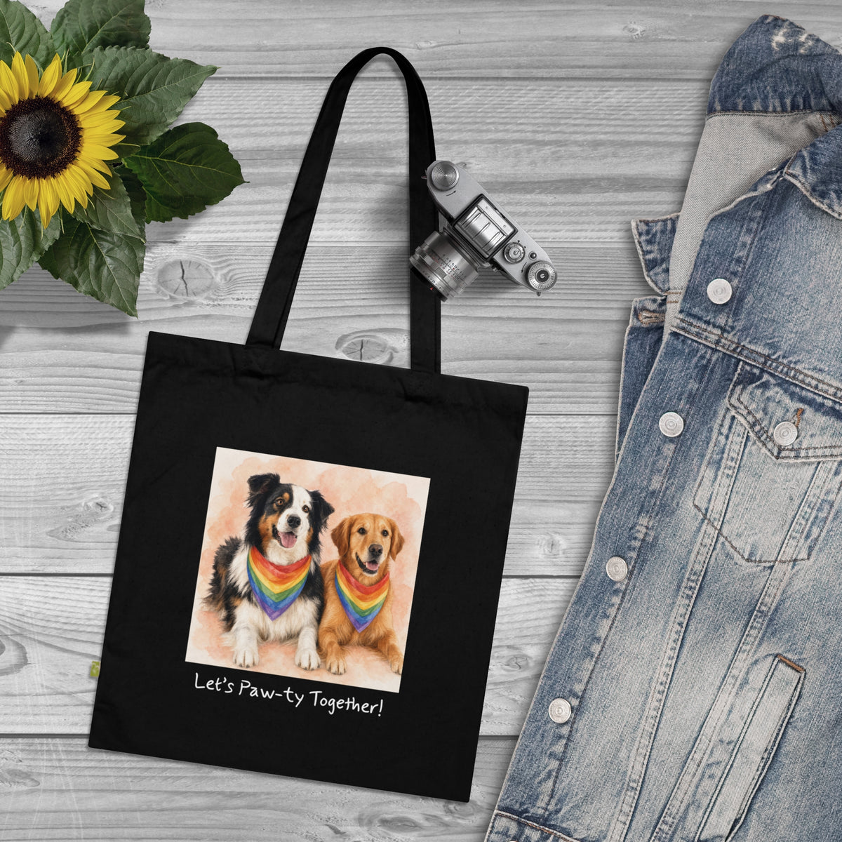 Personalisierte Baumwolltasche mit Haustier – Regenbogen