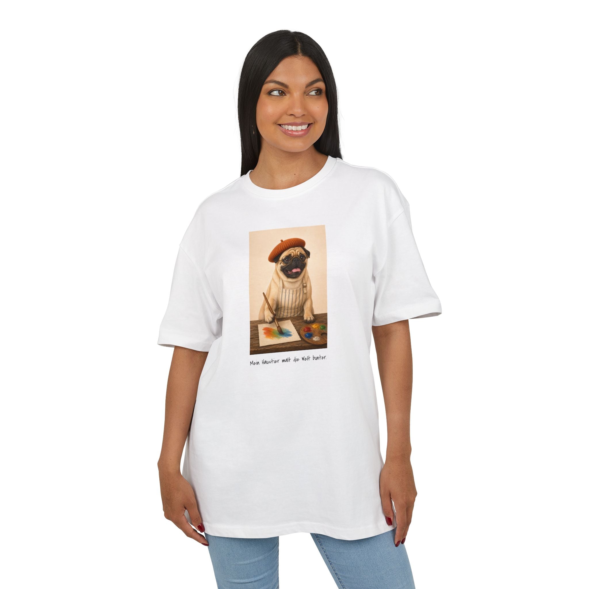 Personalisiertes Oversized Unisex T-Shirt mit Haustier – The Artist