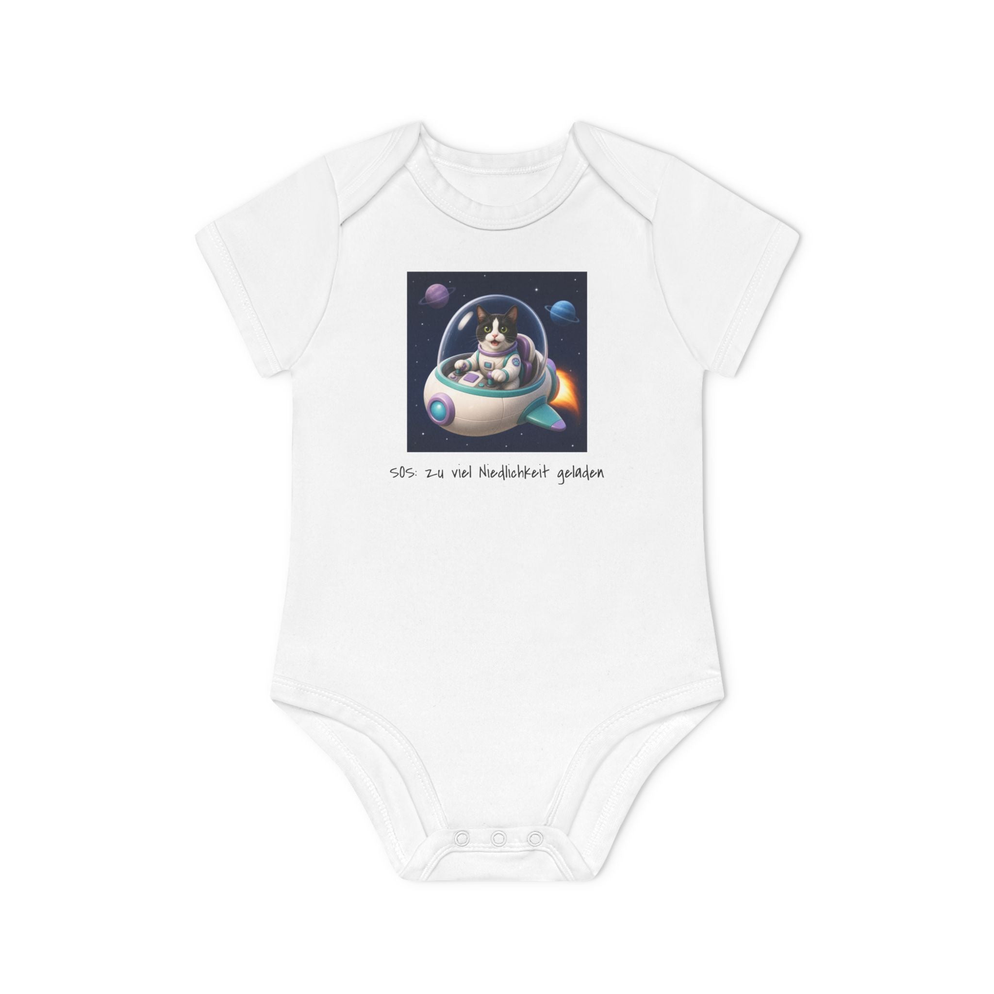 Personalisierter Baby-Body kurzarm Bio Baumwolle – Spaceship