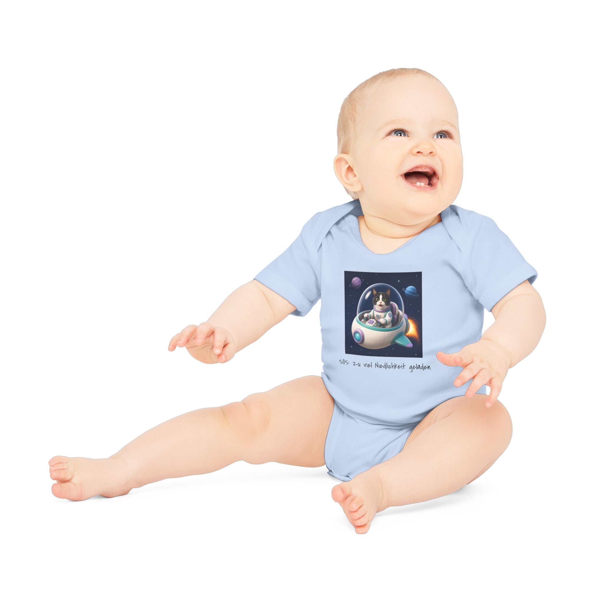 Personalisierter Baby-Body kurzarm Bio Baumwolle – Spaceship