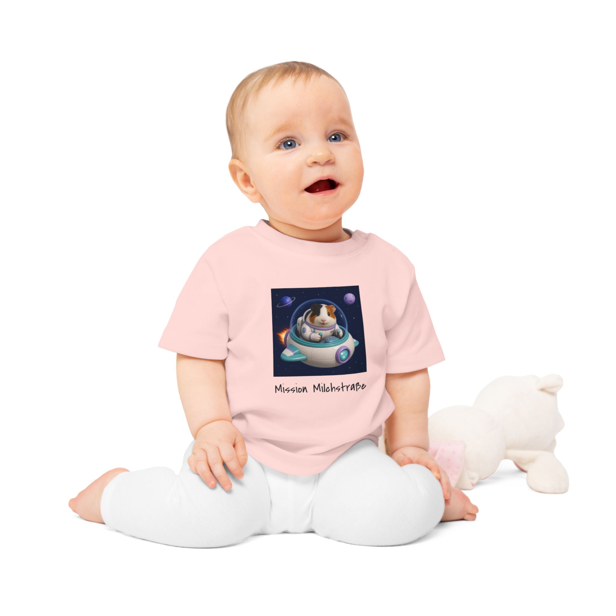 Personalisiertes Baby T-Shirt mit Haustier – Spaceship