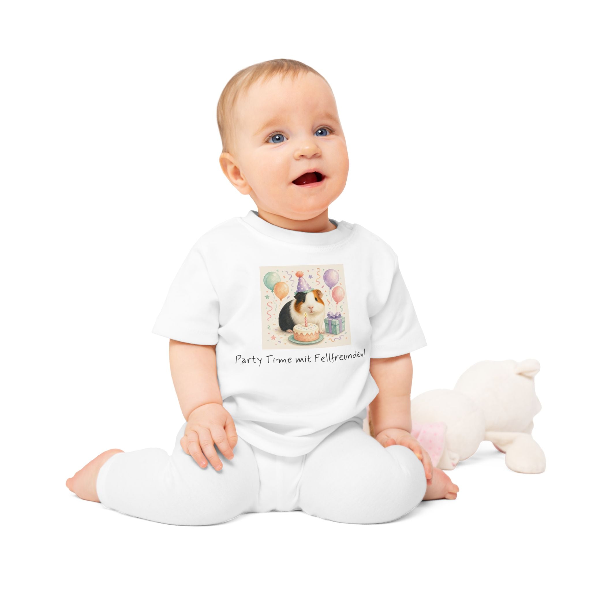 Personalisiertes Baby T-Shirt mit Haustier – Birthday Time