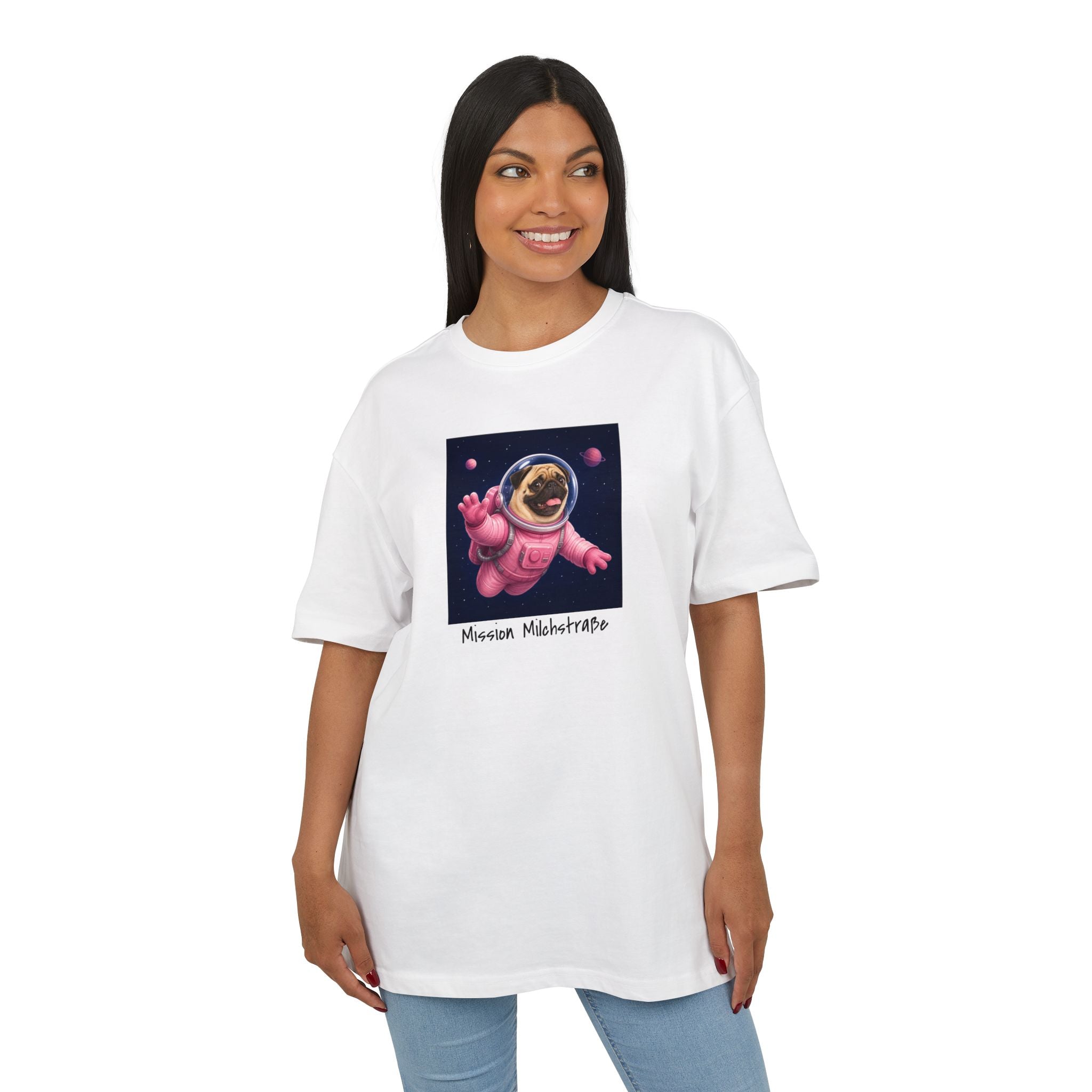 Personalisiertes Oversized Unisex T-Shirt mit Haustier – Astronaut