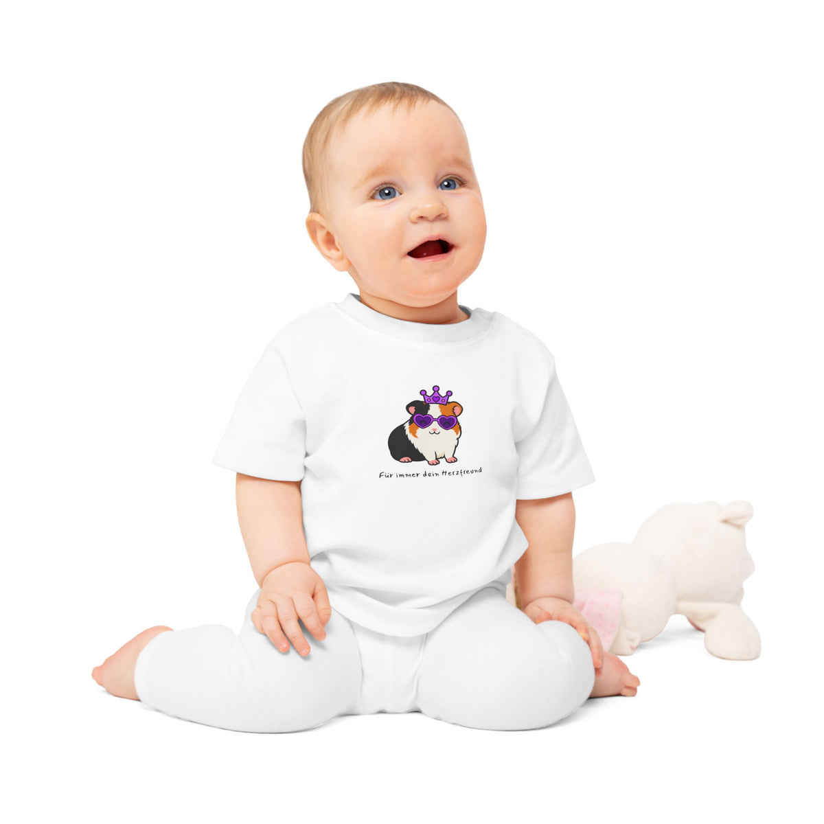 Personalisiertes Baby T-Shirt mit Haustier – Purple Queen