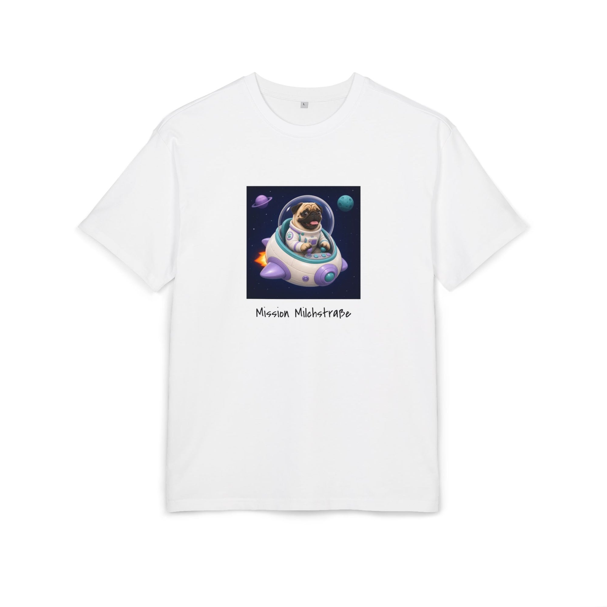 Personalisiertes Oversized Unisex T-Shirt mit Haustier – Spaceship