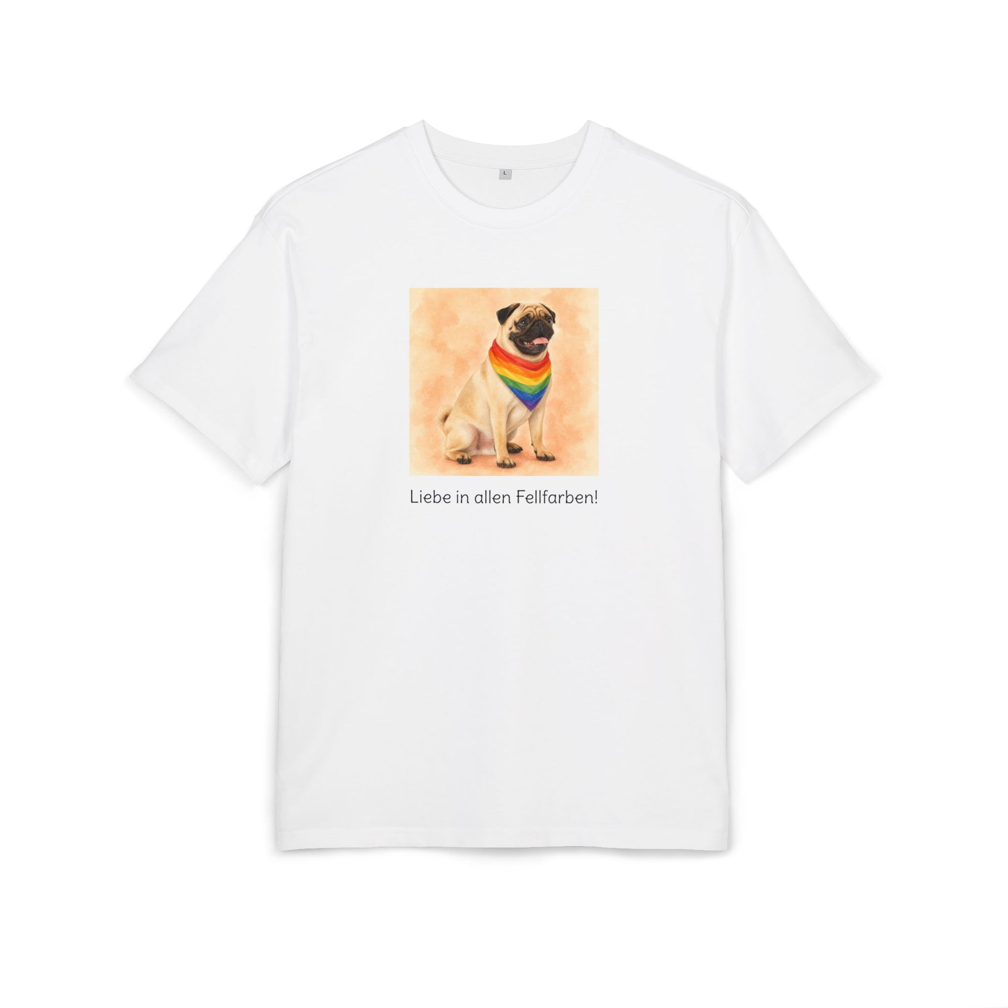 Personalisiertes Oversized Unisex T-Shirt mit Haustier – Regenbogen