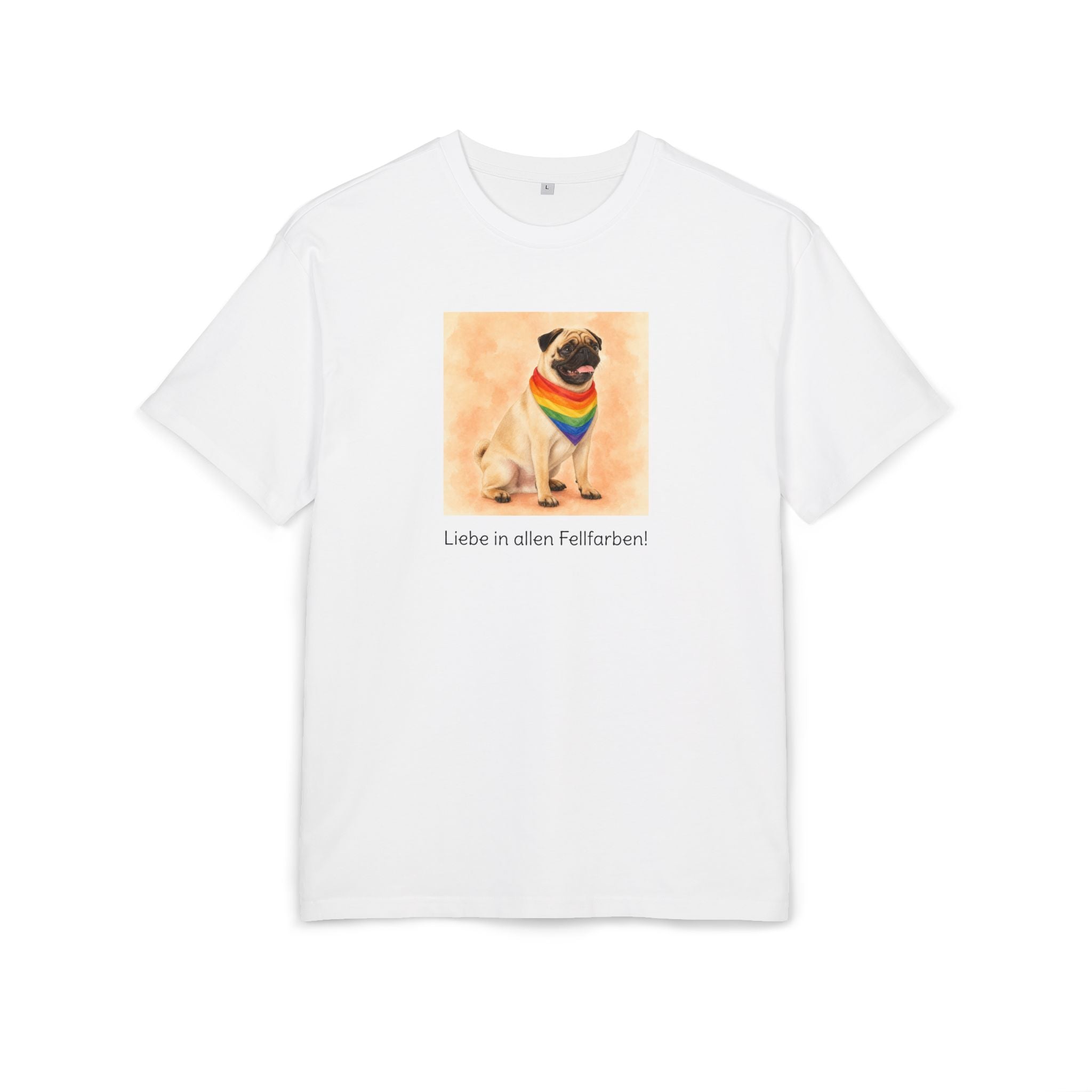 Personalisiertes Oversized Unisex T-Shirt mit Haustier – Regenbogen
