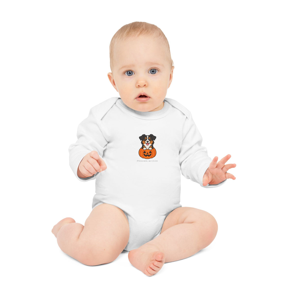 Personalisierter Baby-Body langarm Bio Baumwolle – Halloween Pet