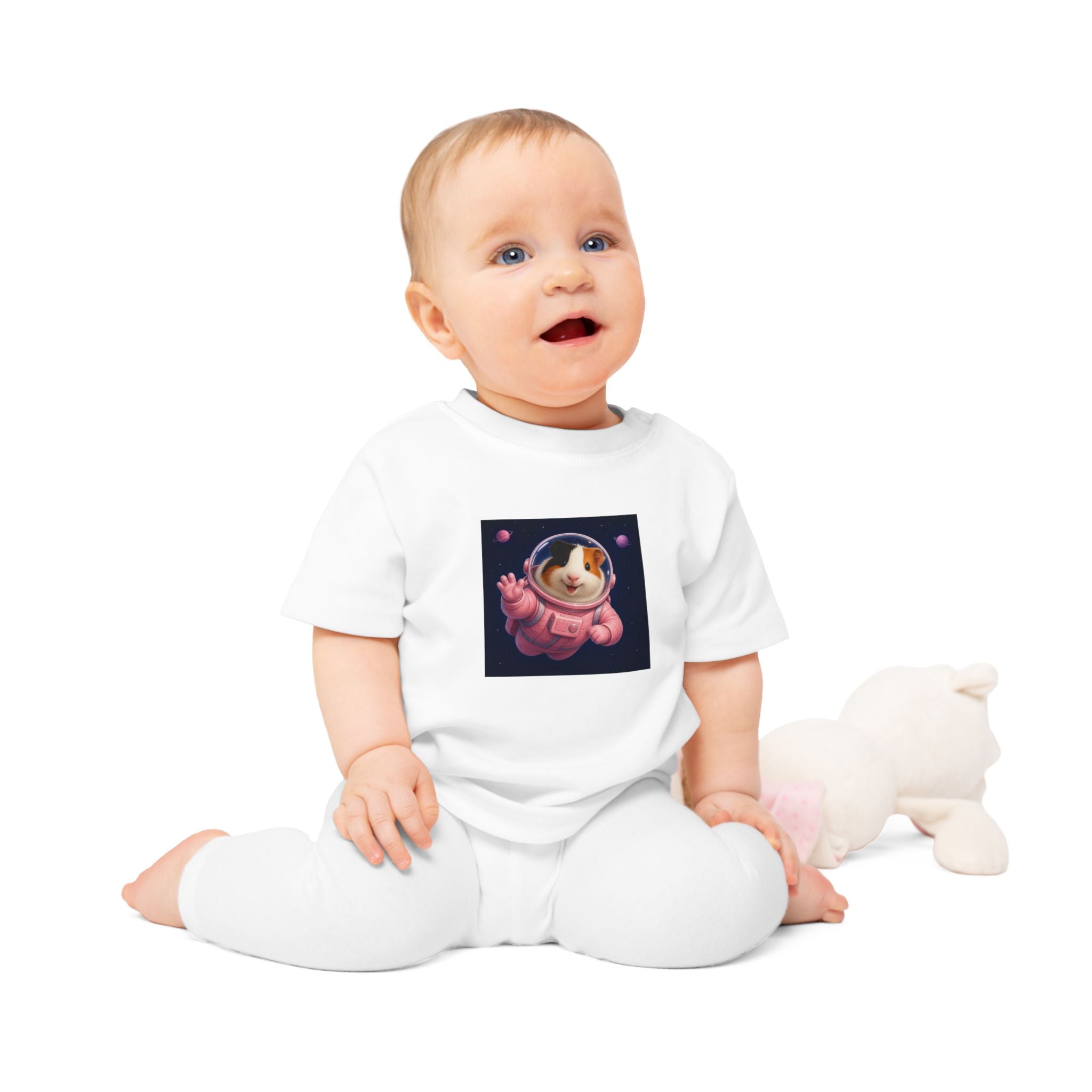 Personalisiertes Baby T-Shirt mit Haustier – Astronaut