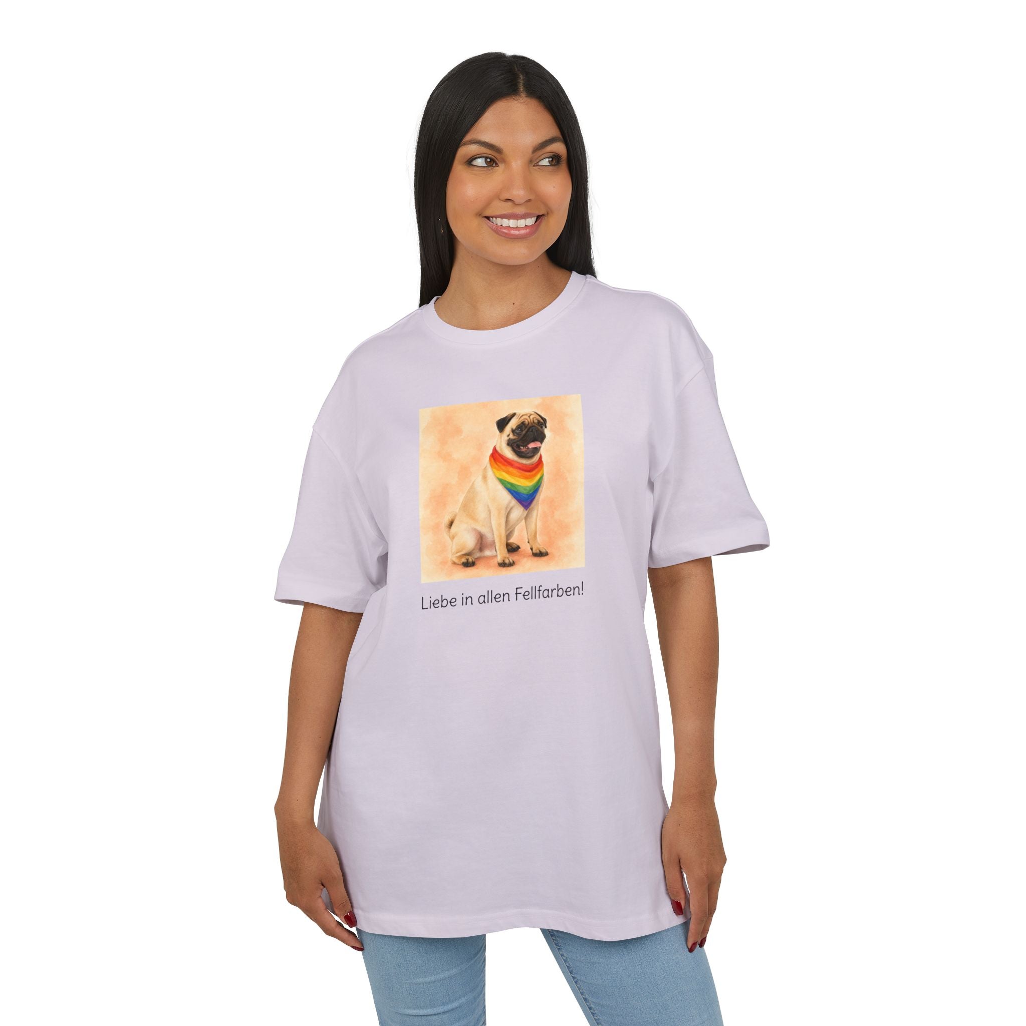 Personalisiertes Oversized Unisex T-Shirt mit Haustier – Regenbogen