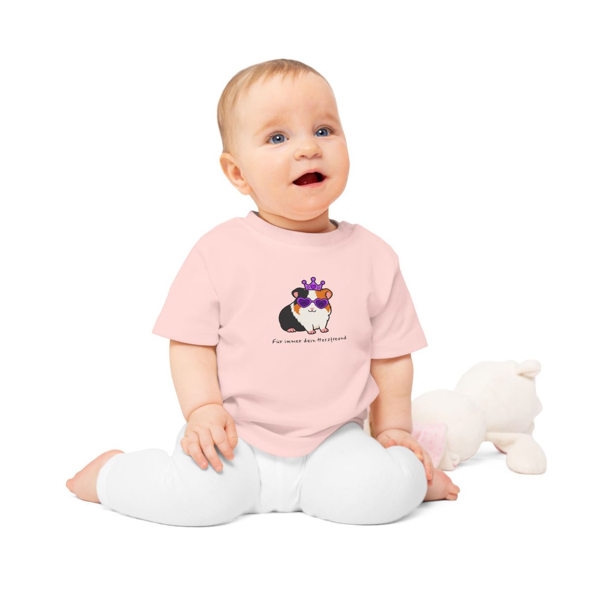 Personalisiertes Baby T-Shirt mit Haustier – Purple Queen