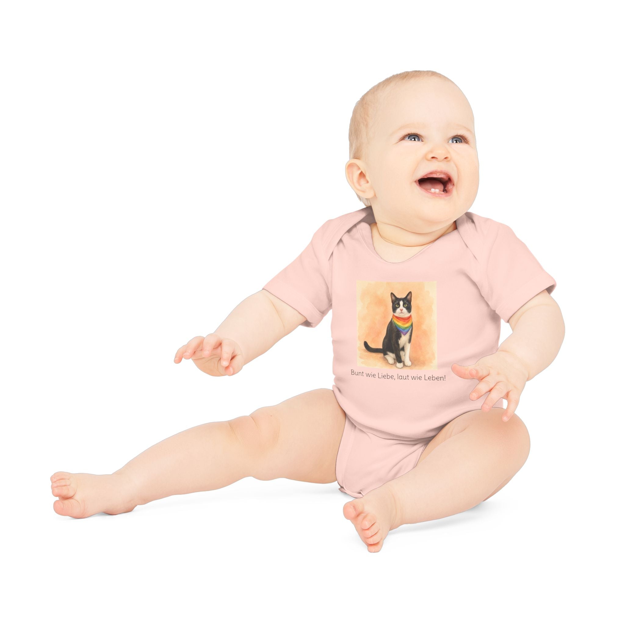 Personalisierter Baby-Body kurzarm Bio Baumwolle – Regenbogen