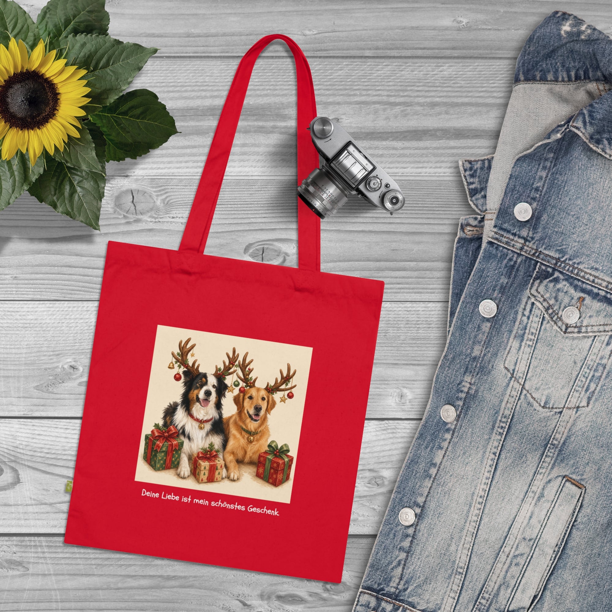 Personalisierte Baumwolltasche mit Haustier – Frohe Weihnachten