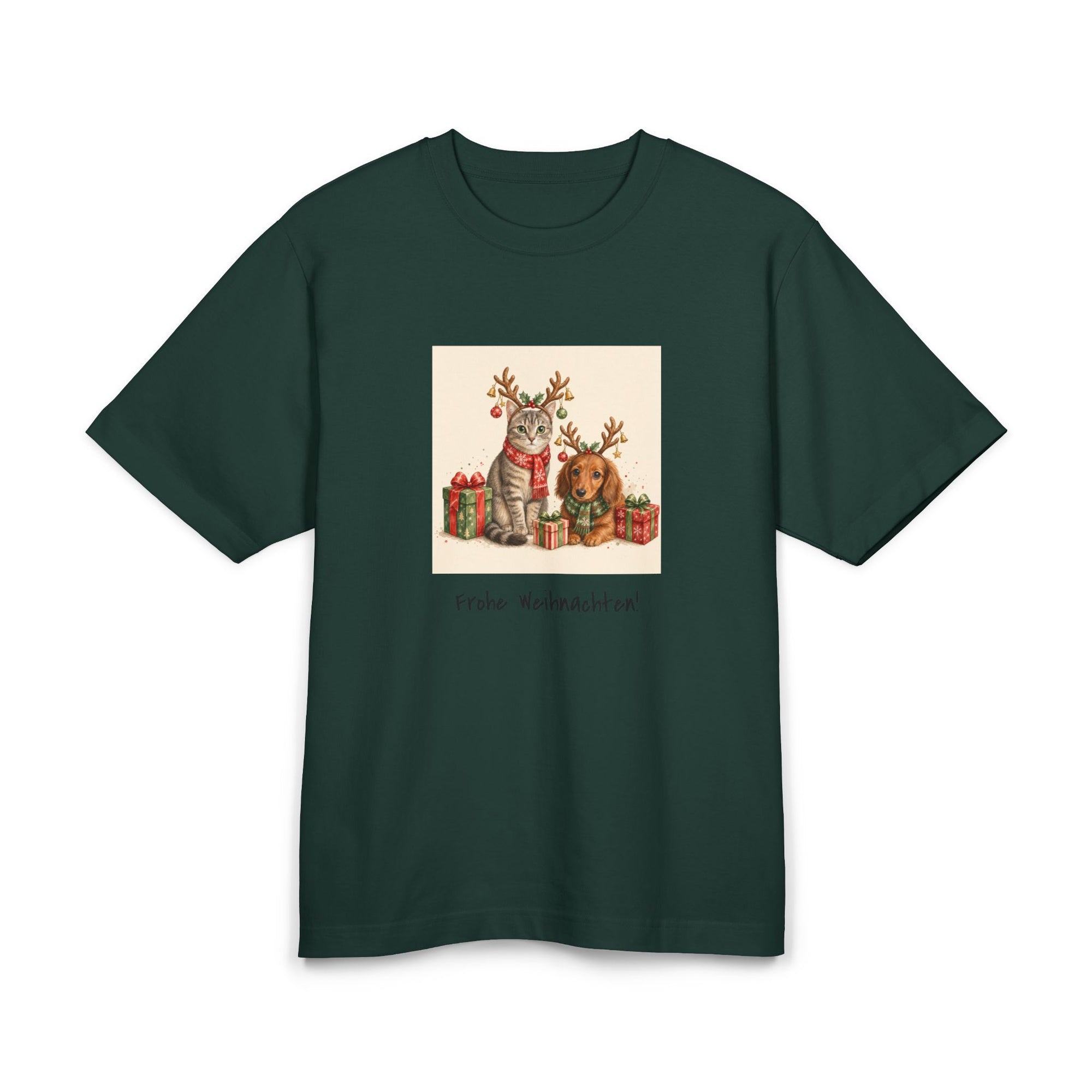 Personalisiertes Premium Unisex T-Shirt mit Haustier – Frohe Weihnachten
