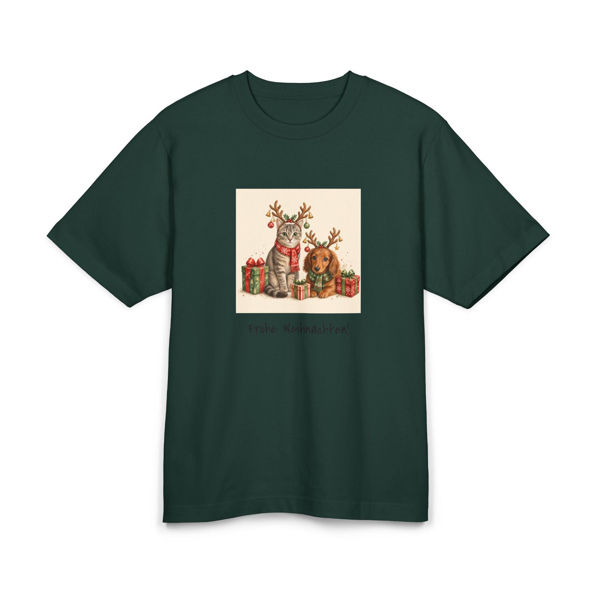 Personalisiertes Premium Unisex T-Shirt mit Haustier – Frohe Weihnachten