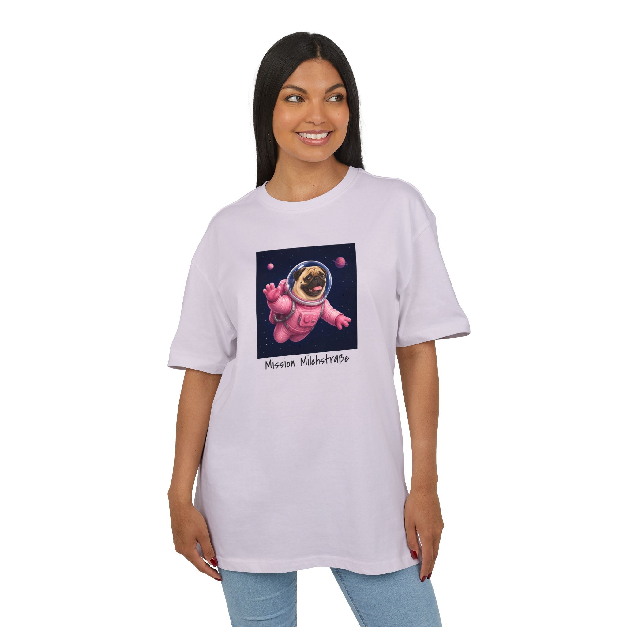 Personalisiertes Oversized Unisex T-Shirt mit Haustier – Astronaut