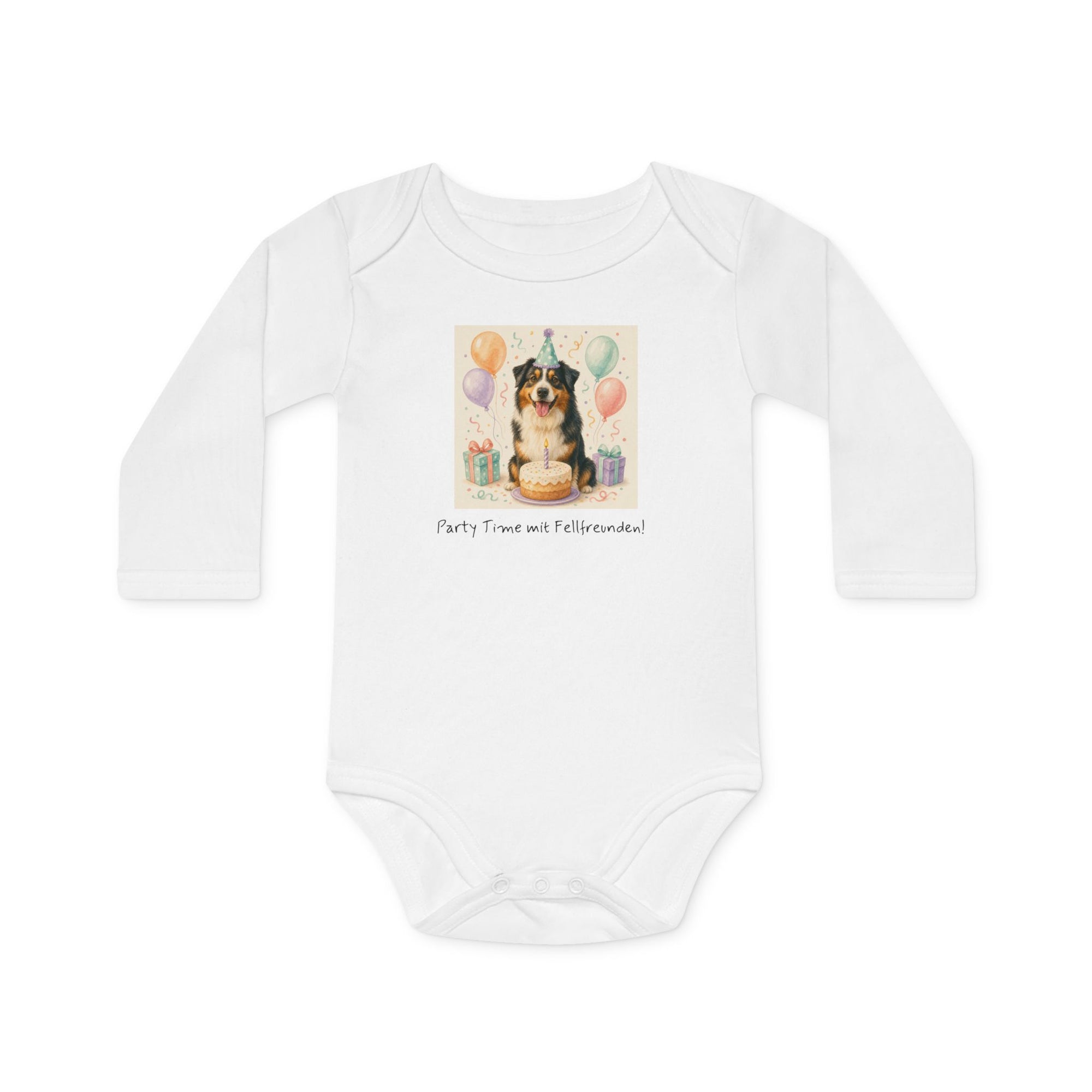 Personalisierter Baby-Body langarm Bio Baumwolle – Birthday Time