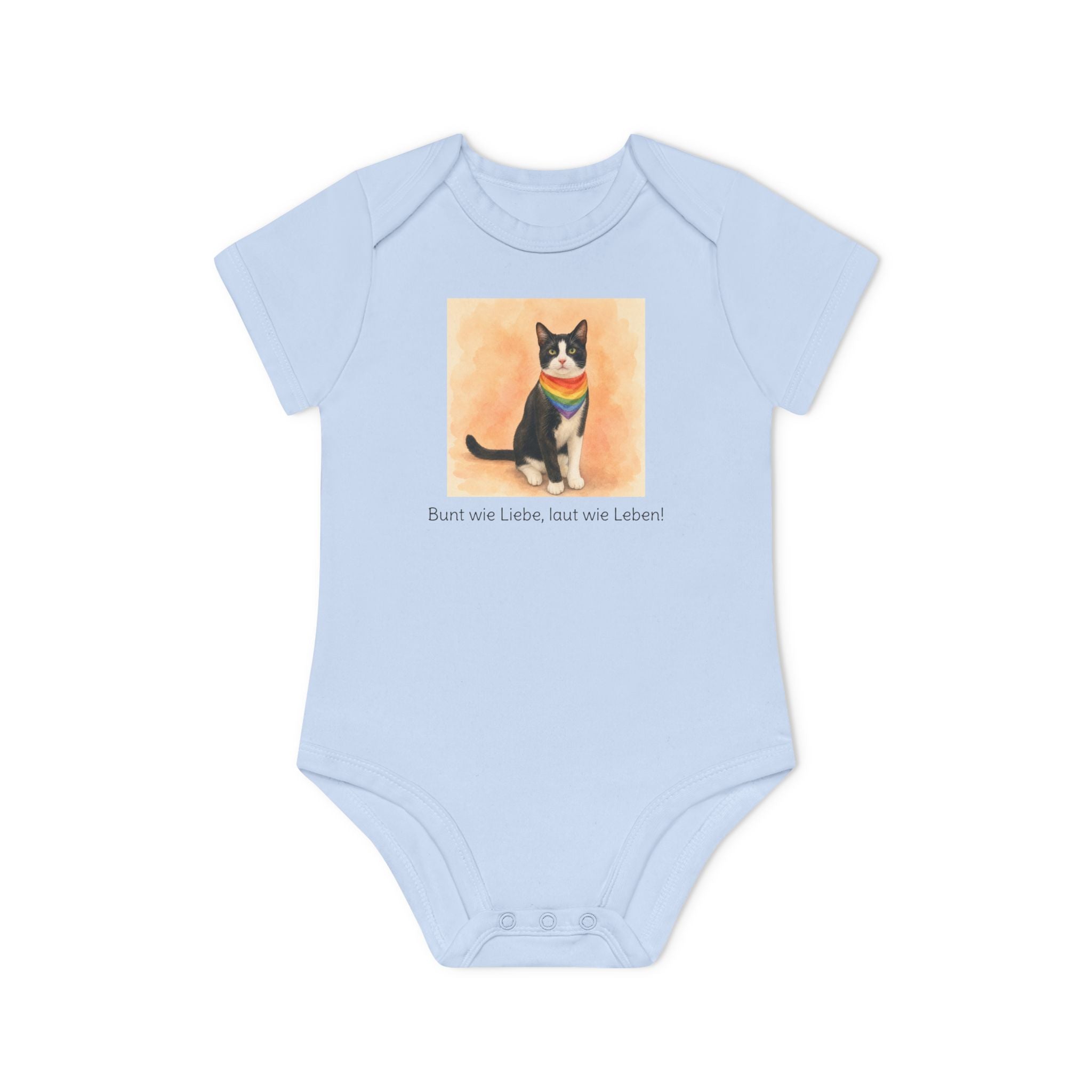 Personalisierter Baby-Body kurzarm Bio Baumwolle – Regenbogen