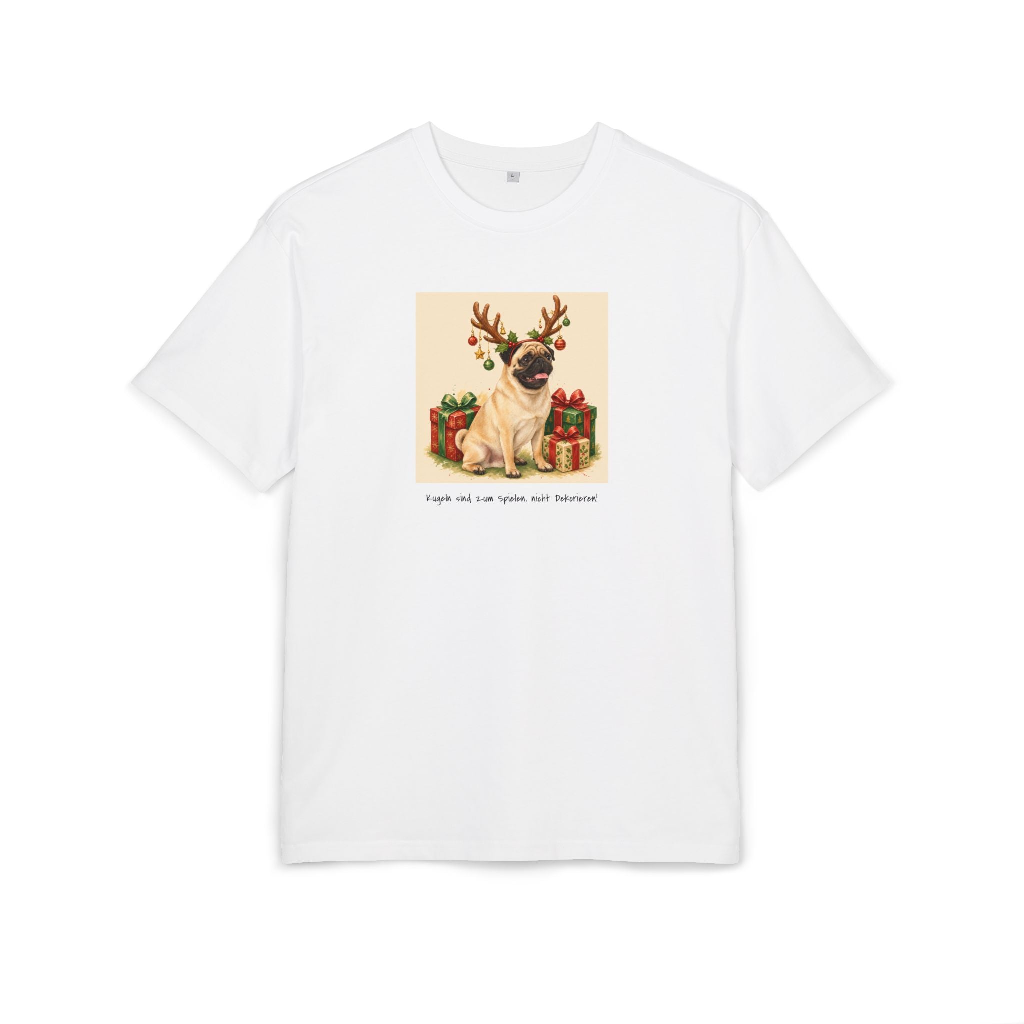 Personalisiertes Oversized Unisex T-Shirt mit Haustier – Frohe Weihnachten