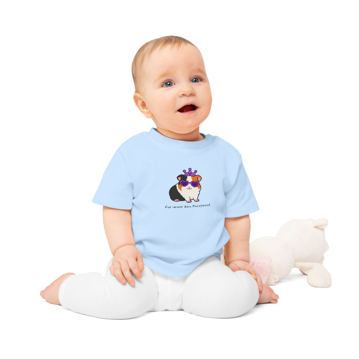 Personalisiertes Baby T-Shirt mit Haustier – Purple Queen