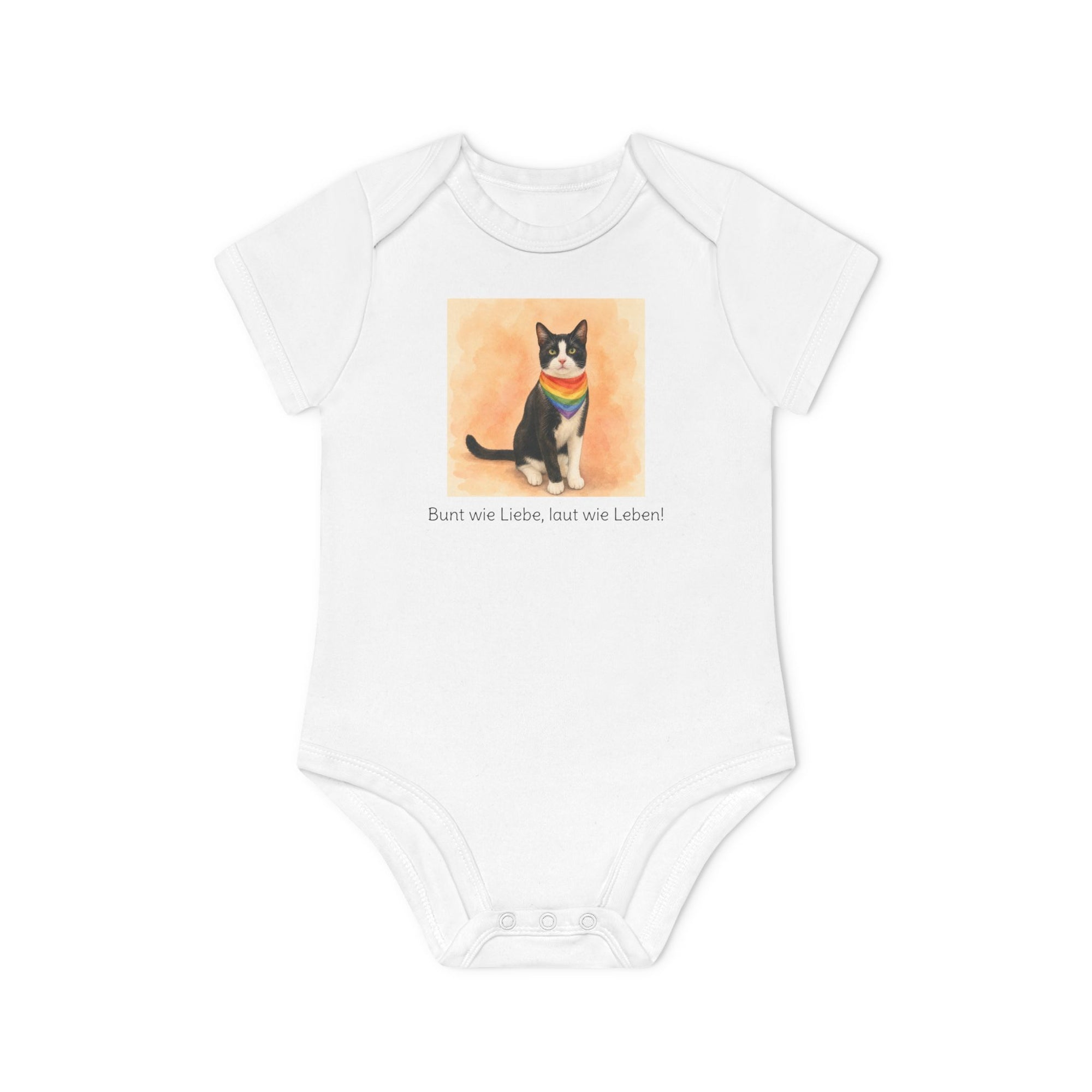 Personalisierter Baby-Body kurzarm Bio Baumwolle – Regenbogen