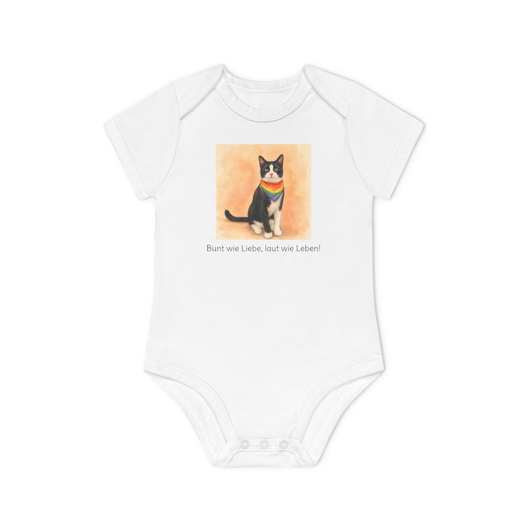 Personalisierter Baby-Body kurzarm Bio Baumwolle – Regenbogen